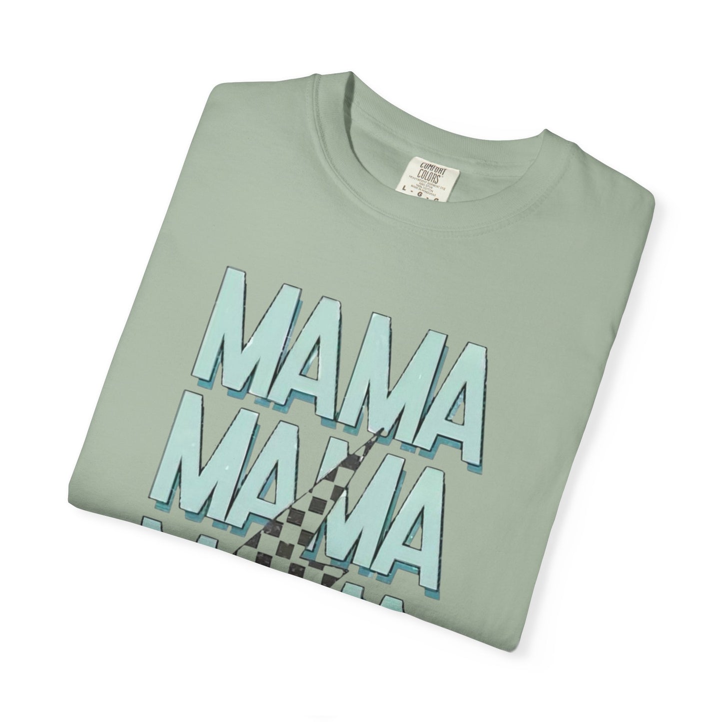 Mama Repeat Graphic T-Shirt — Checker Accent Mother's Day Tee