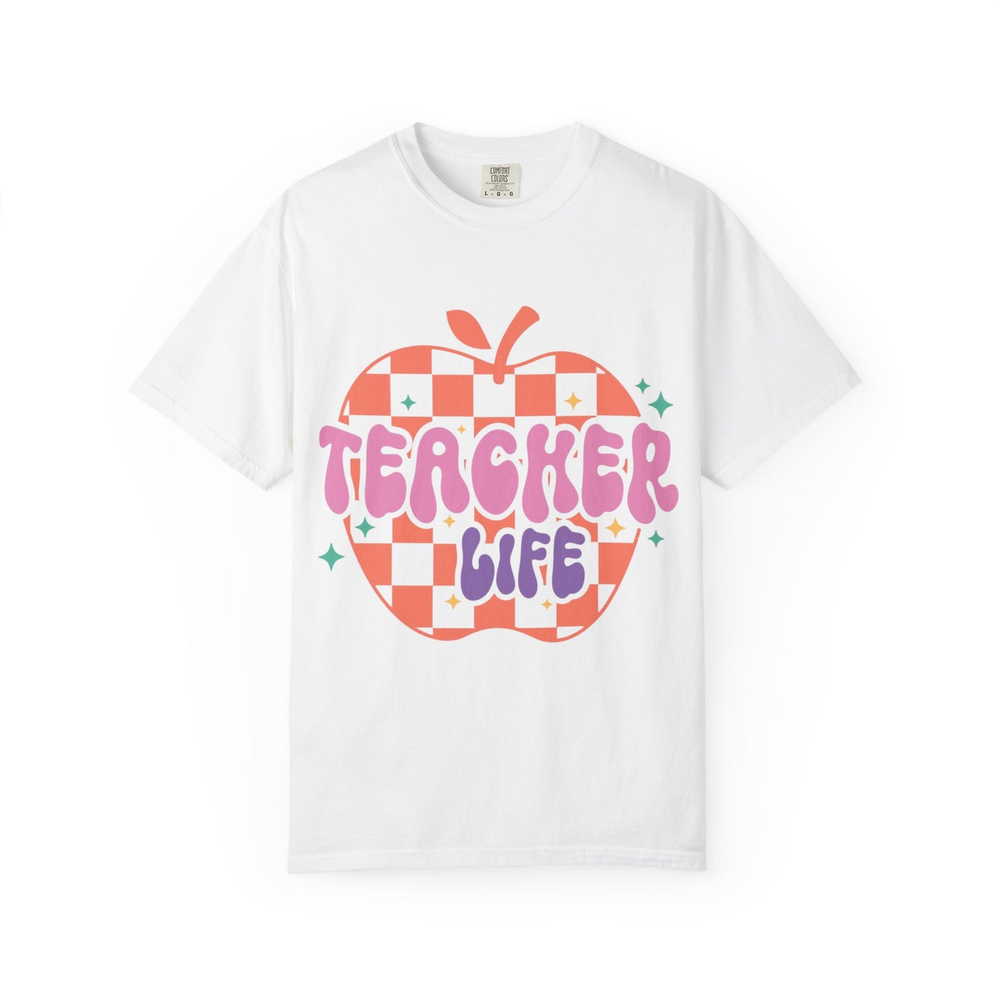 Teacher Life Apple T-Shirt — Retro Checkered Teacher Appreciation Tee