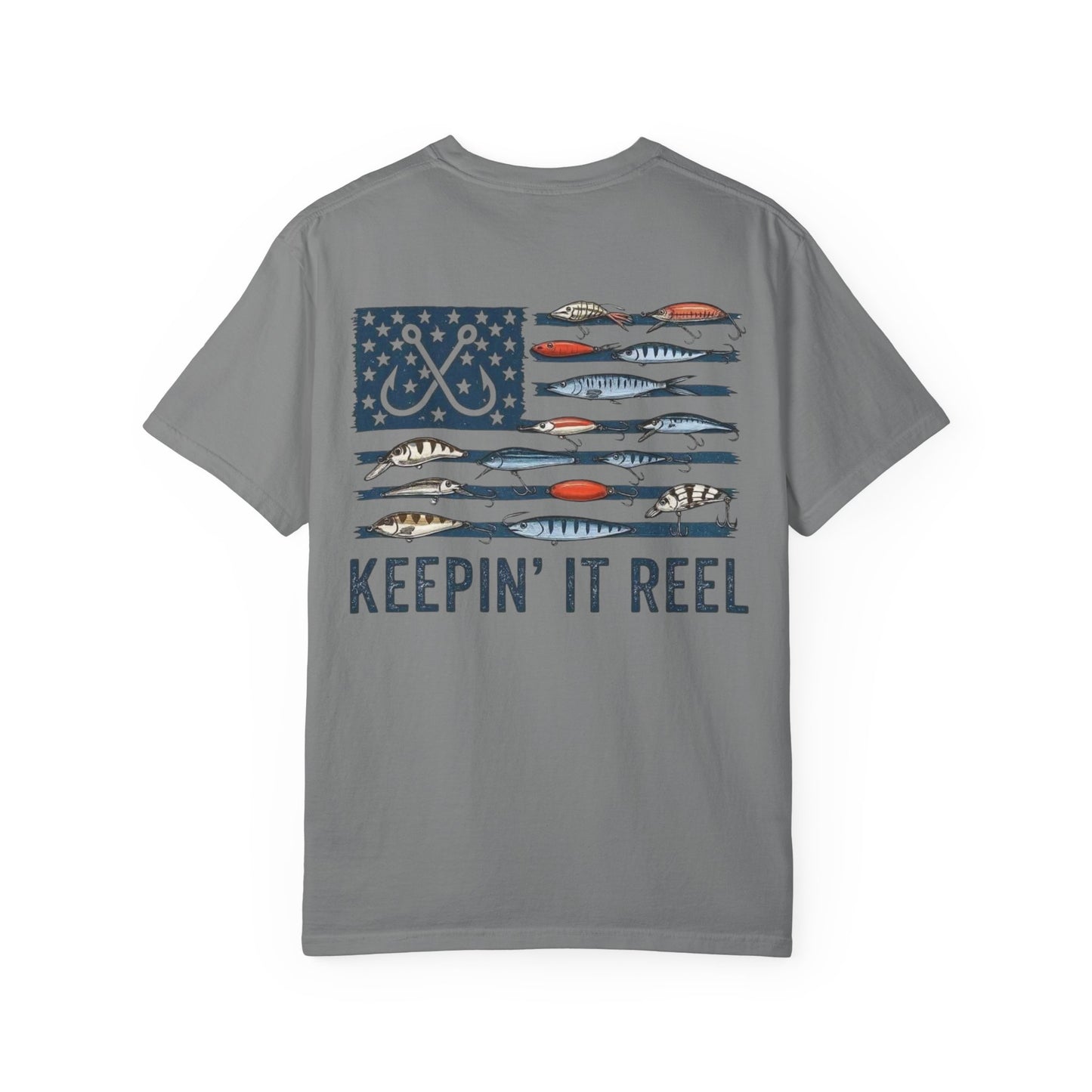 Fishing Flag T-Shirt — "Keepin' It Reel" Patriotic Angler Tee