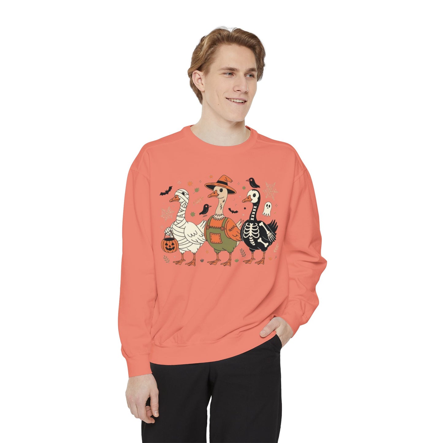 Halloween Goose Squad Sweatshirt — Cute Spooky Ducks Trick-or-Treat Graphic