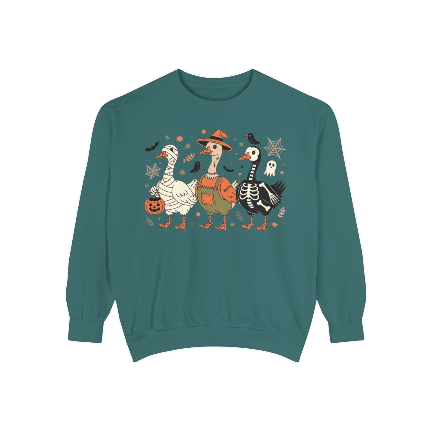 Halloween Goose Squad Sweatshirt — Cute Spooky Ducks Trick-or-Treat Graphic
