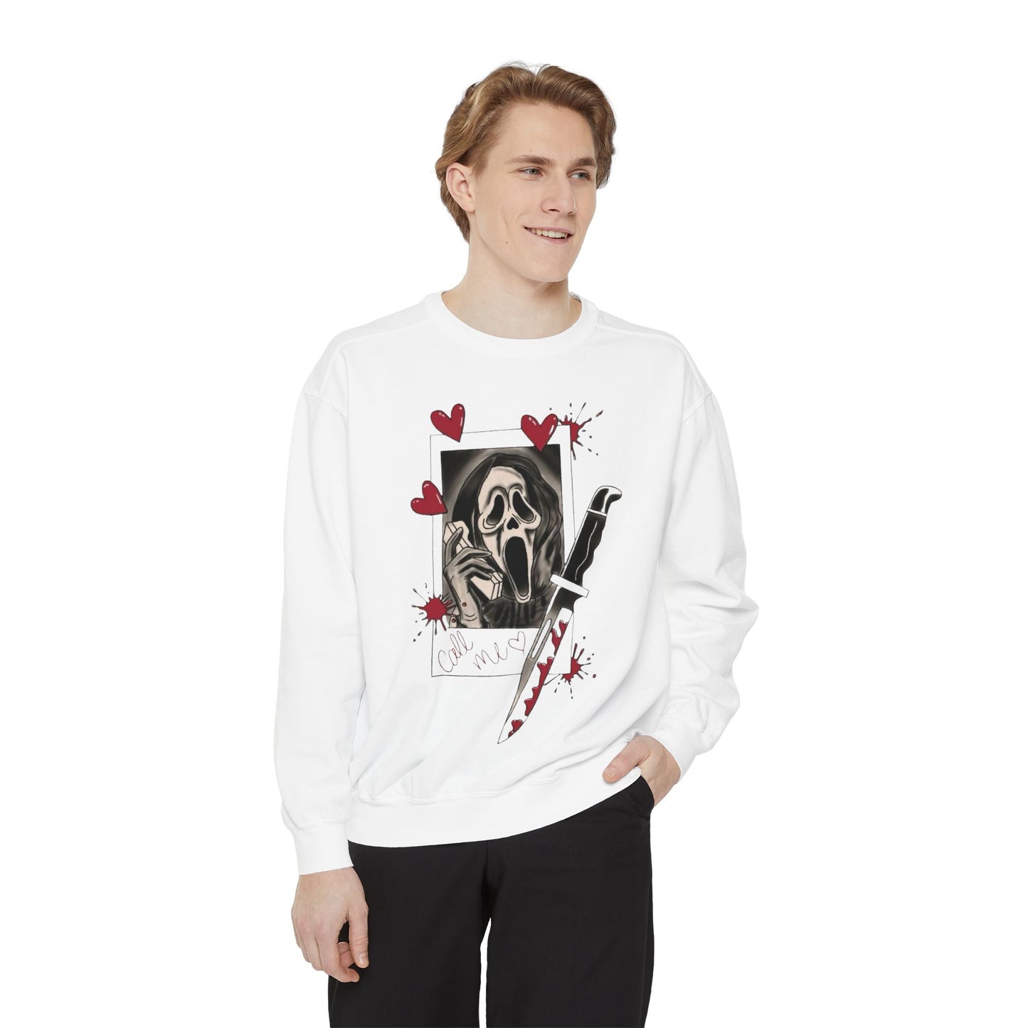 Scream Mask Knife Sweatshirt — Horror Graphic Pullover