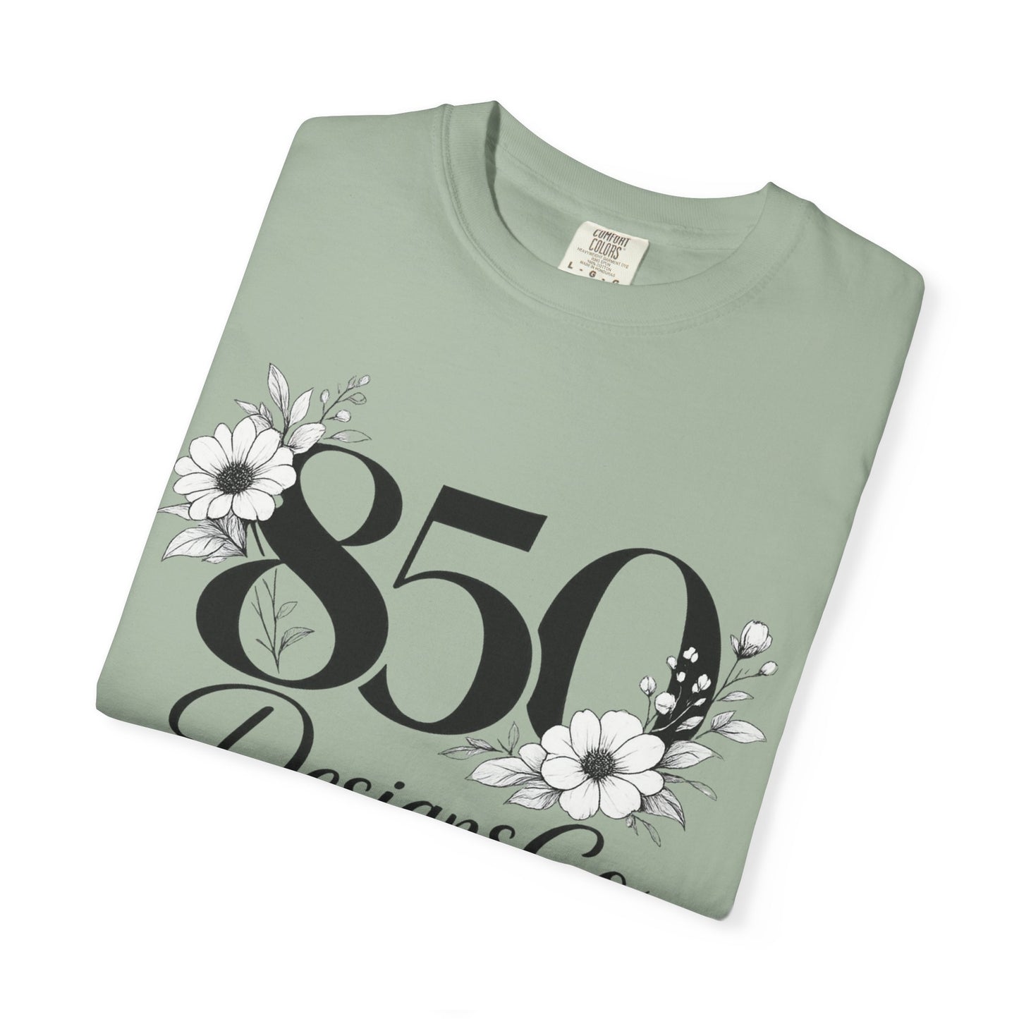 850 Designs Co Floral Logo T-shirt | Script Number Graphic
