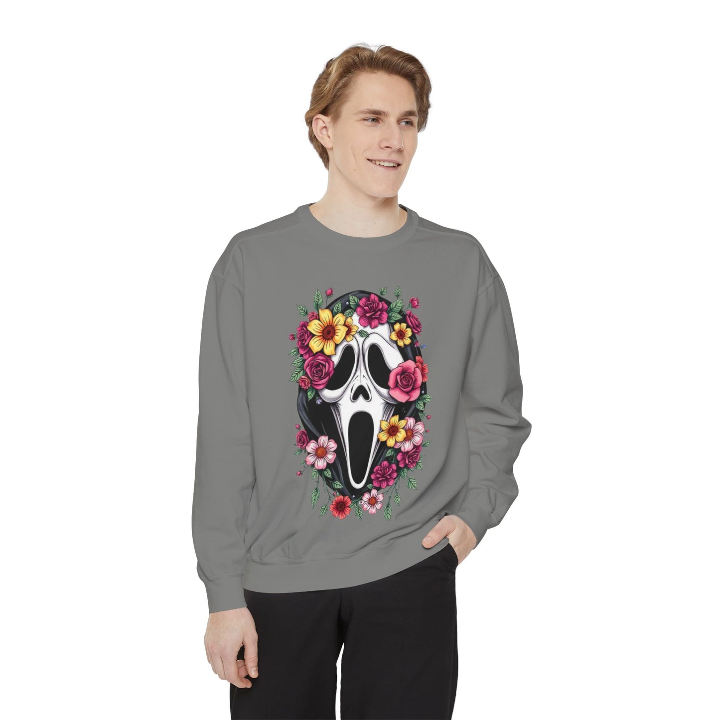 Floral Scream Sweatshirt — Floral Ghost Face Crewneck