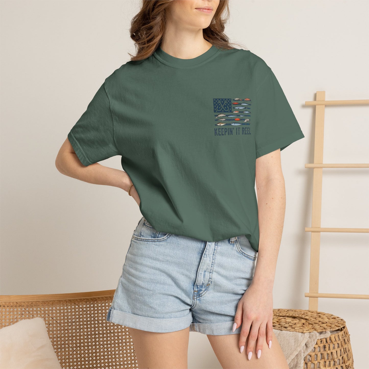 Fishing Flag T-Shirt — "Keepin' It Reel" Patriotic Angler Tee