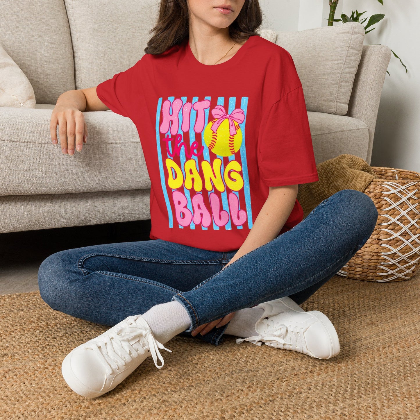 T-Shirt — "Hit the Dang Ball" Cute Softball Tee