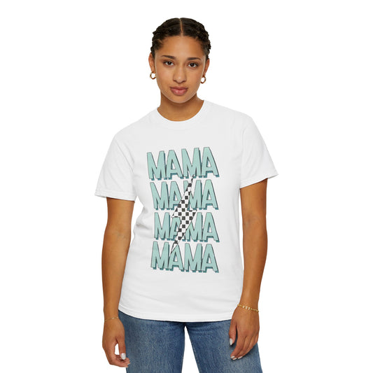 Mama Repeat Graphic T-Shirt — Checker Accent Mother's Day Tee