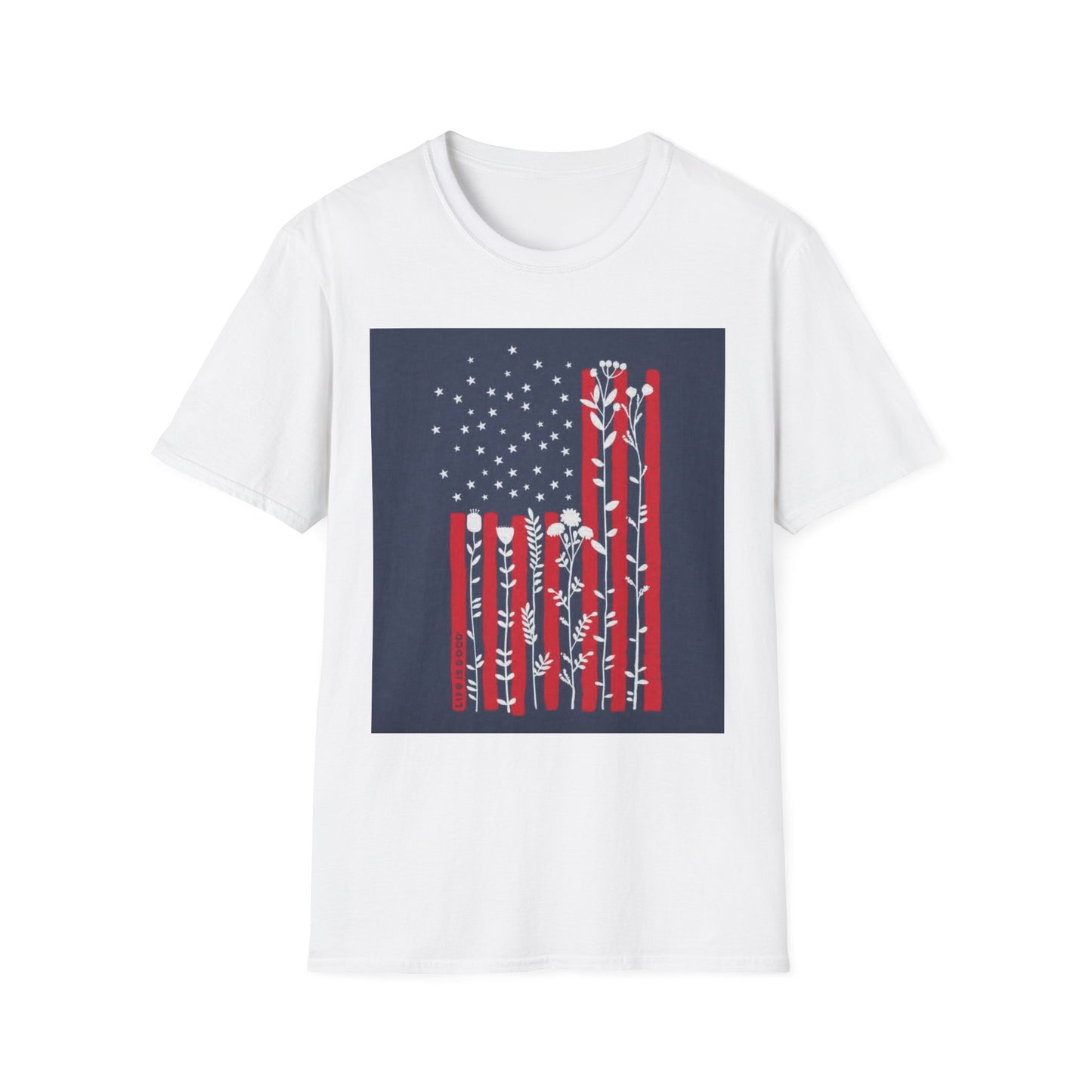 American Flag Floral T-Shirt — Patriotic Stars & Stripes Tee
