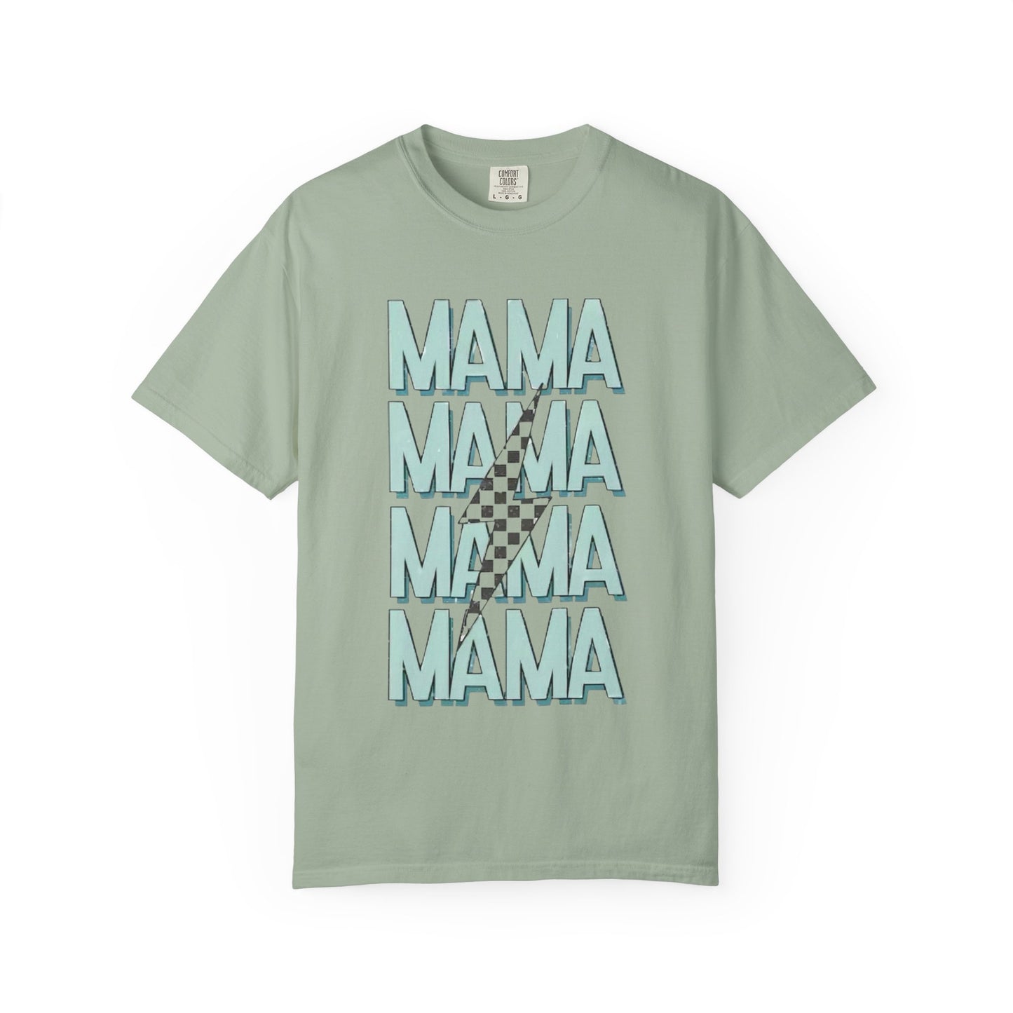 Mama Repeat Graphic T-Shirt — Checker Accent Mother's Day Tee