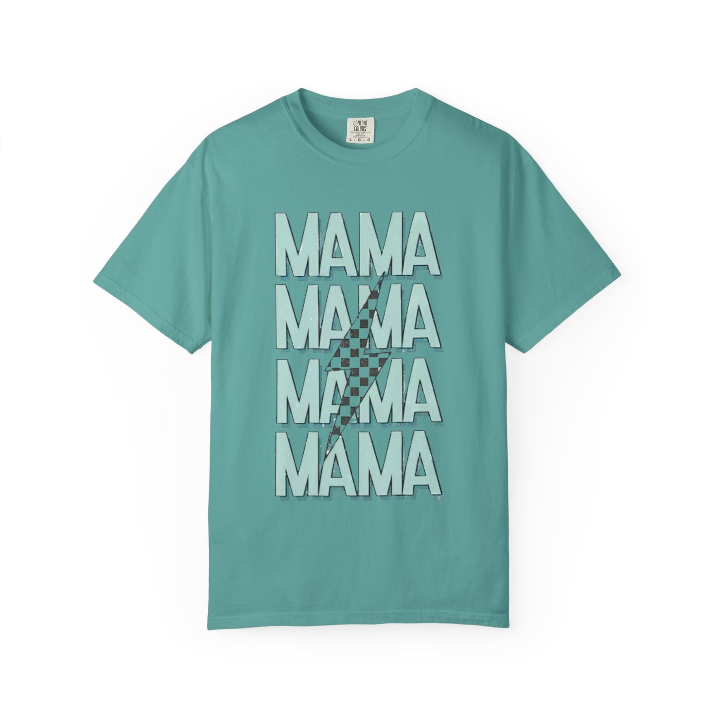 Mama Repeat Graphic T-Shirt — Checker Accent Mother's Day Tee