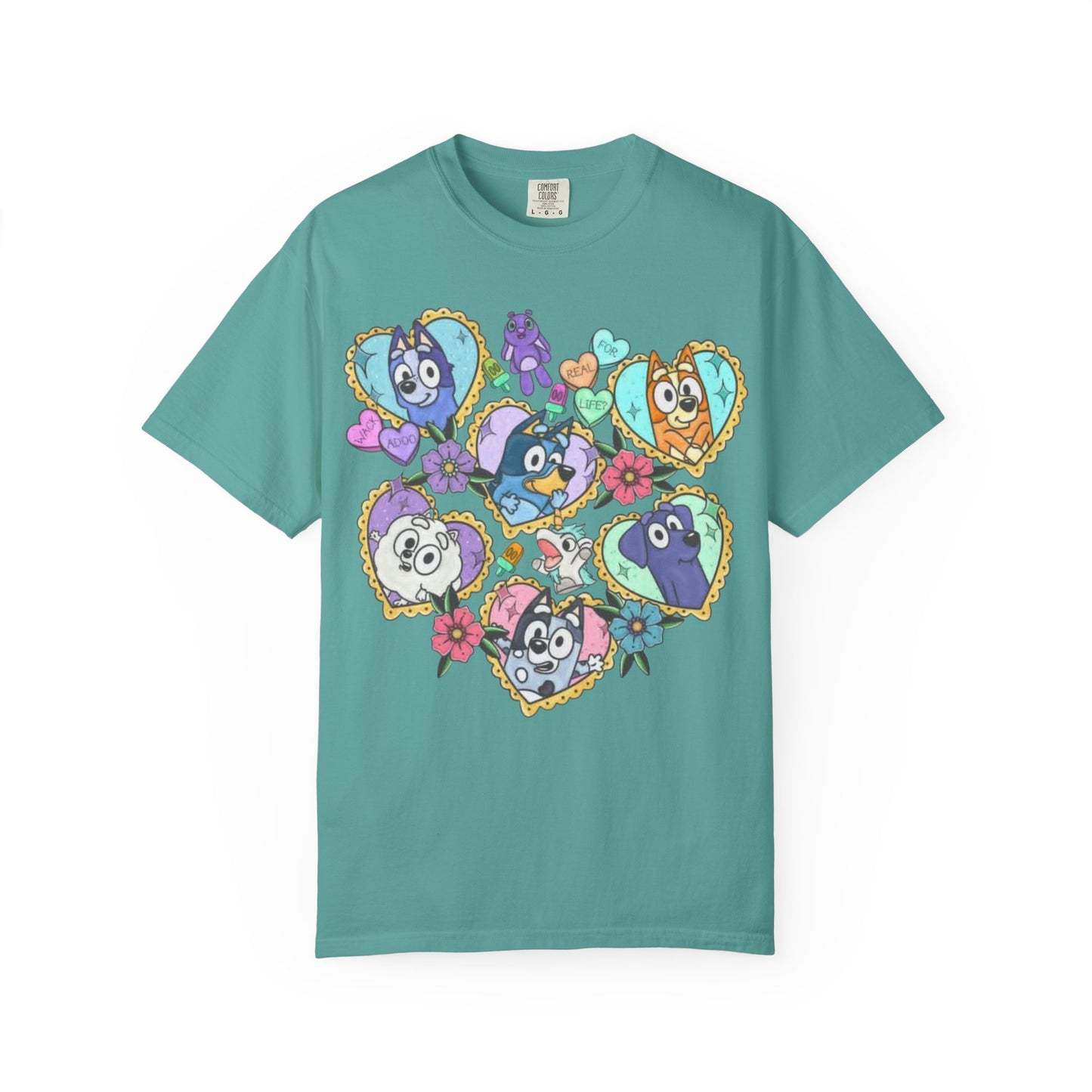 Cute Cartoon Birds Heart Collage T-Shirt | Colorful Avian Characters