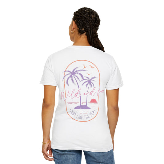 T-Shirt — 'Wild and Free' Sunset Palm Beach Tee