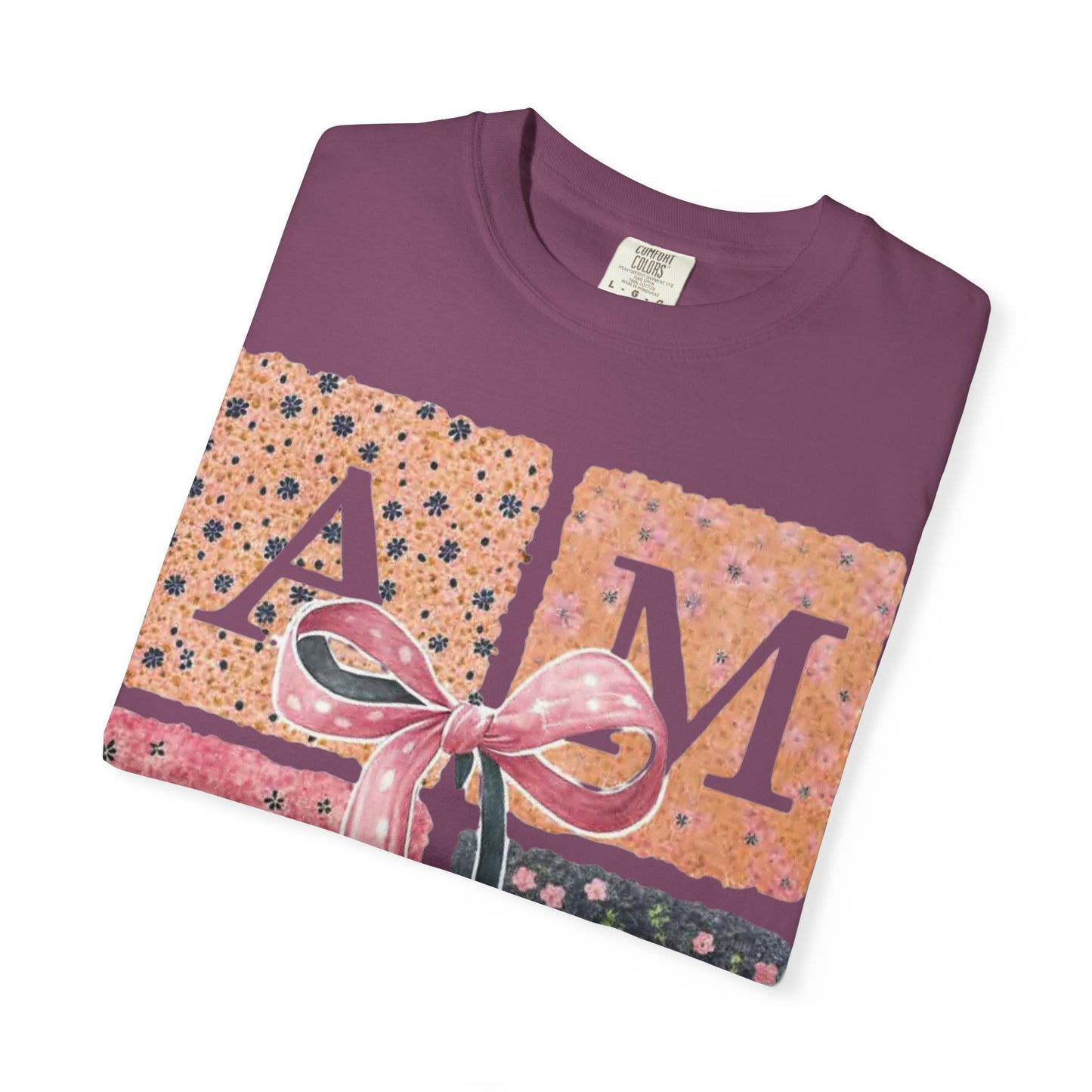 Amen Floral Bow T-Shirt — Decorative Letter Graphic Tee