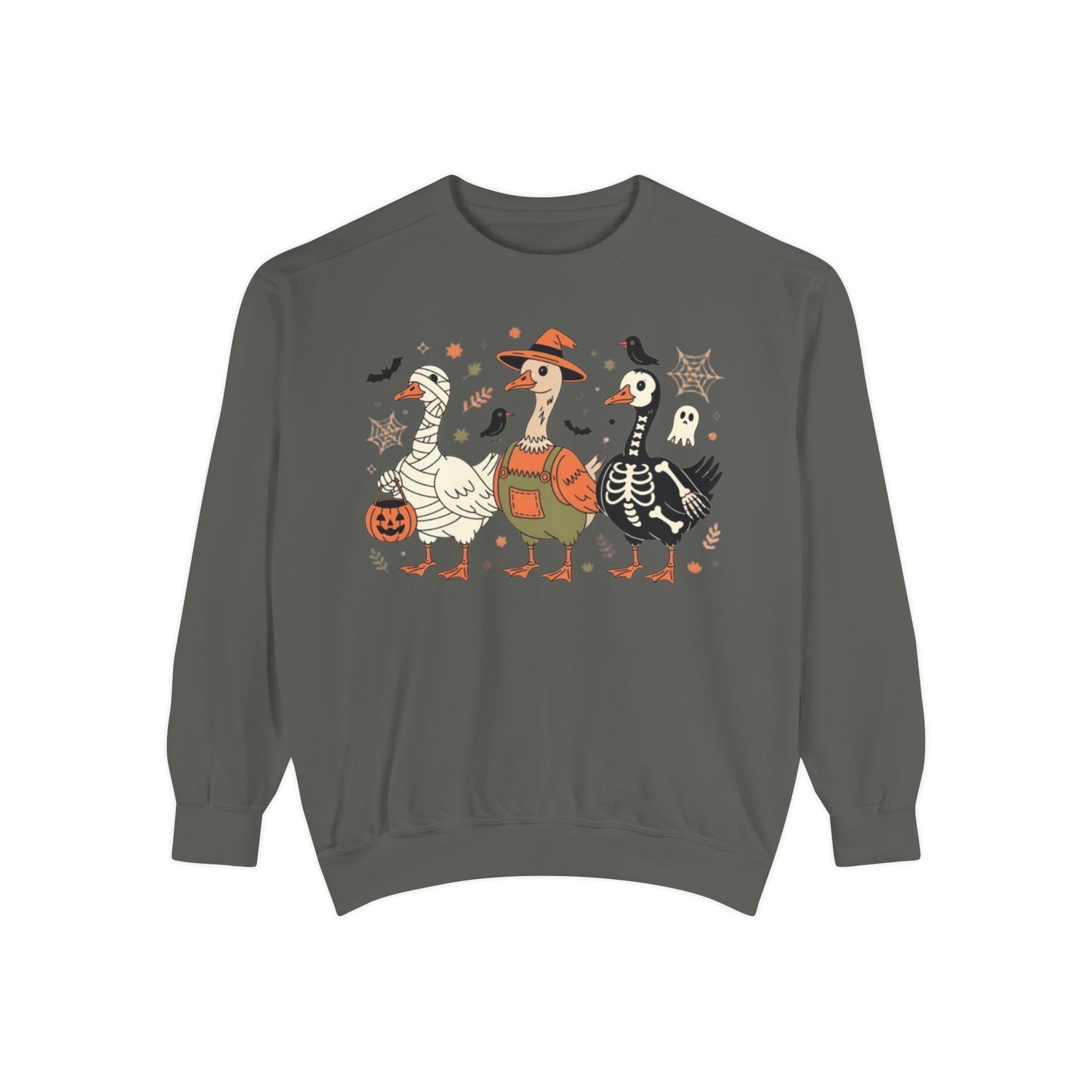 Halloween Goose Squad Sweatshirt — Cute Spooky Ducks Trick-or-Treat Graphic