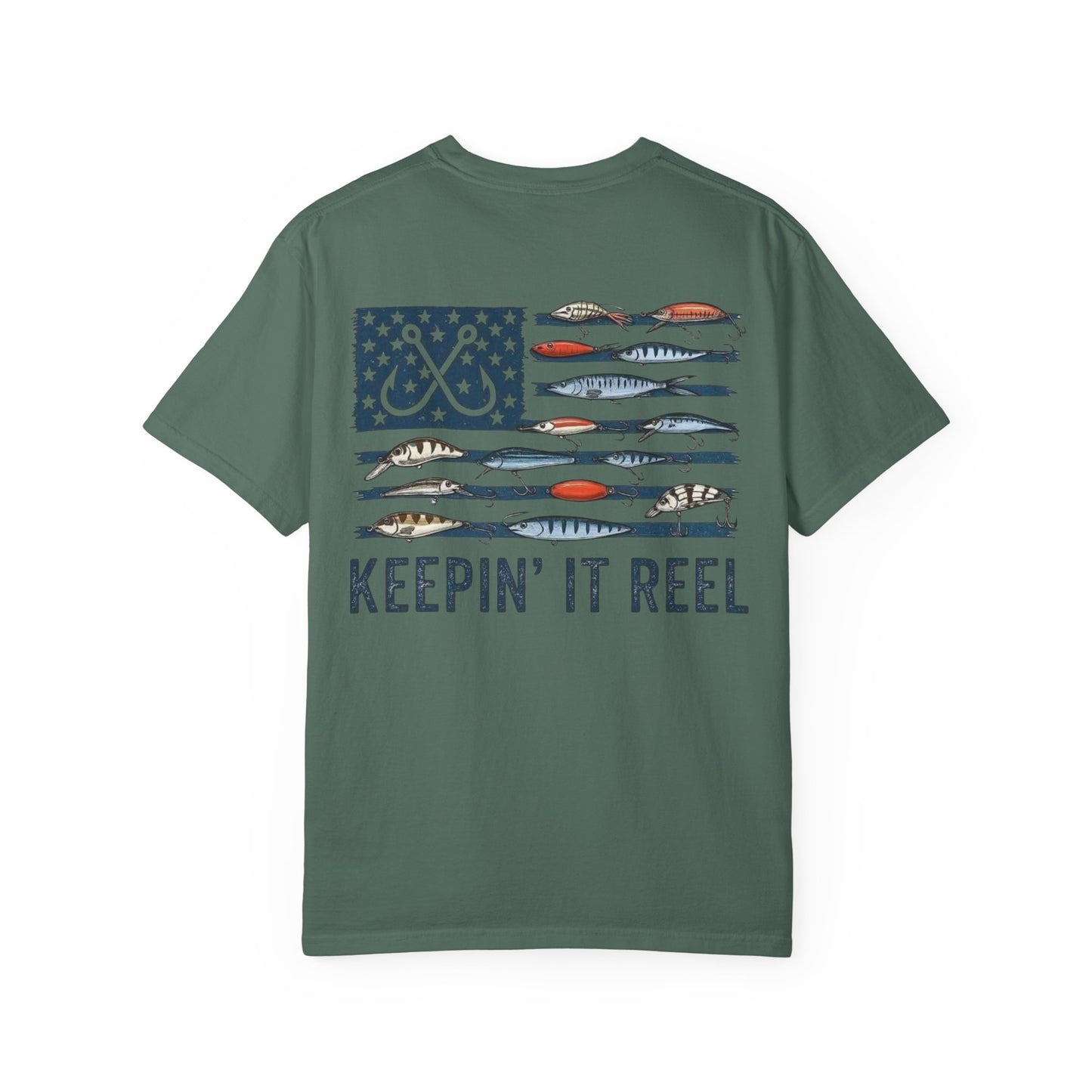 Fishing Flag T-Shirt — "Keepin' It Reel" Patriotic Angler Tee