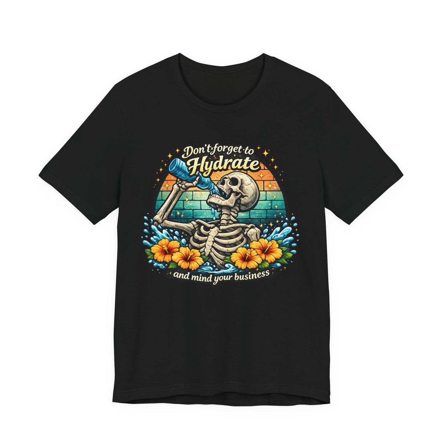 Hydrate Reminder Tee — Vintage Skull Drinking Design
