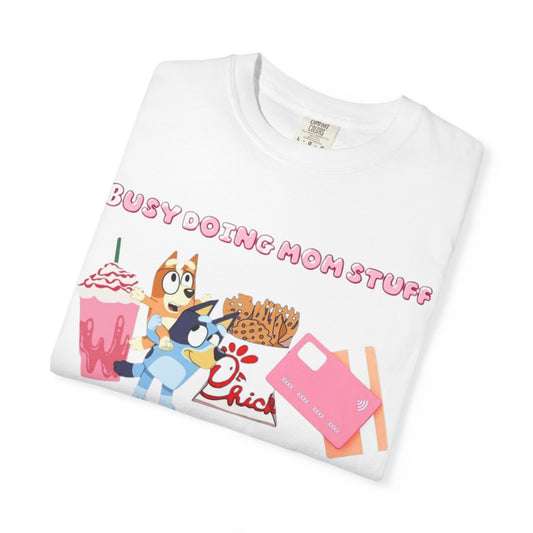 Bluey Busy Doing Rubbish Stuff T-Shirt | Cartoon Dog Snack Icons