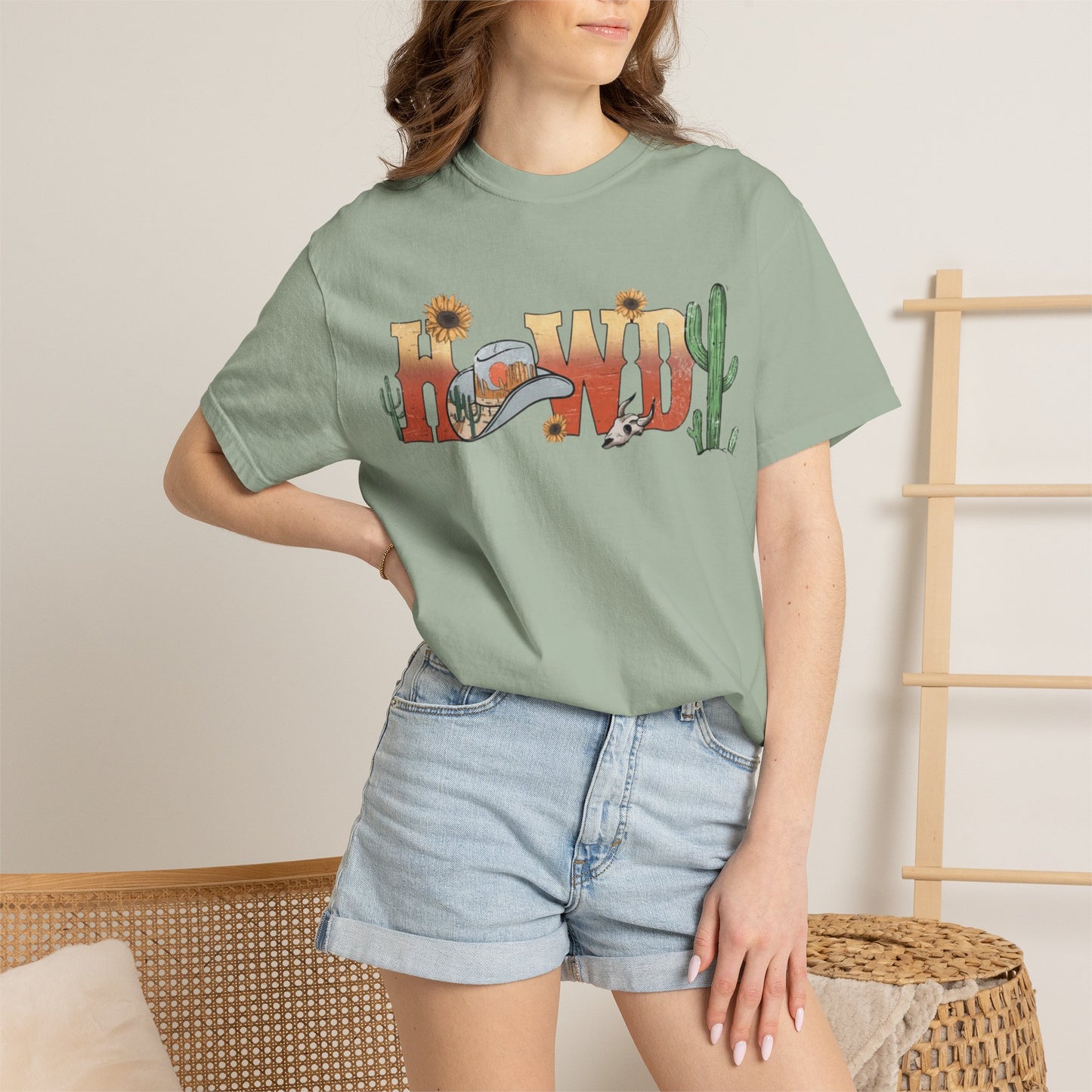 Howdy Western T-Shirt — Southwestern Cactus & Sunflower Graphic Tee