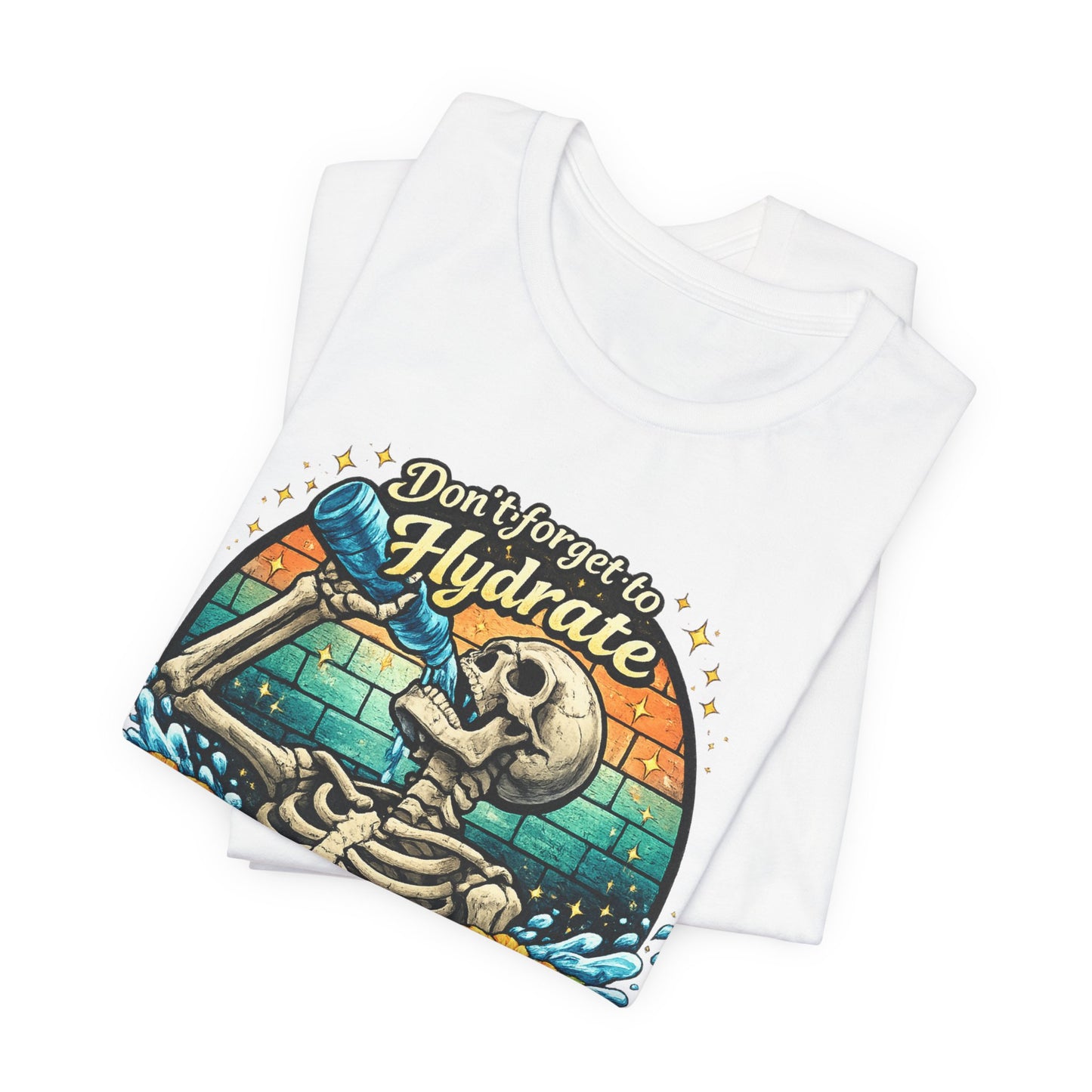 Hydrate Reminder Tee — Vintage Skull Drinking Design