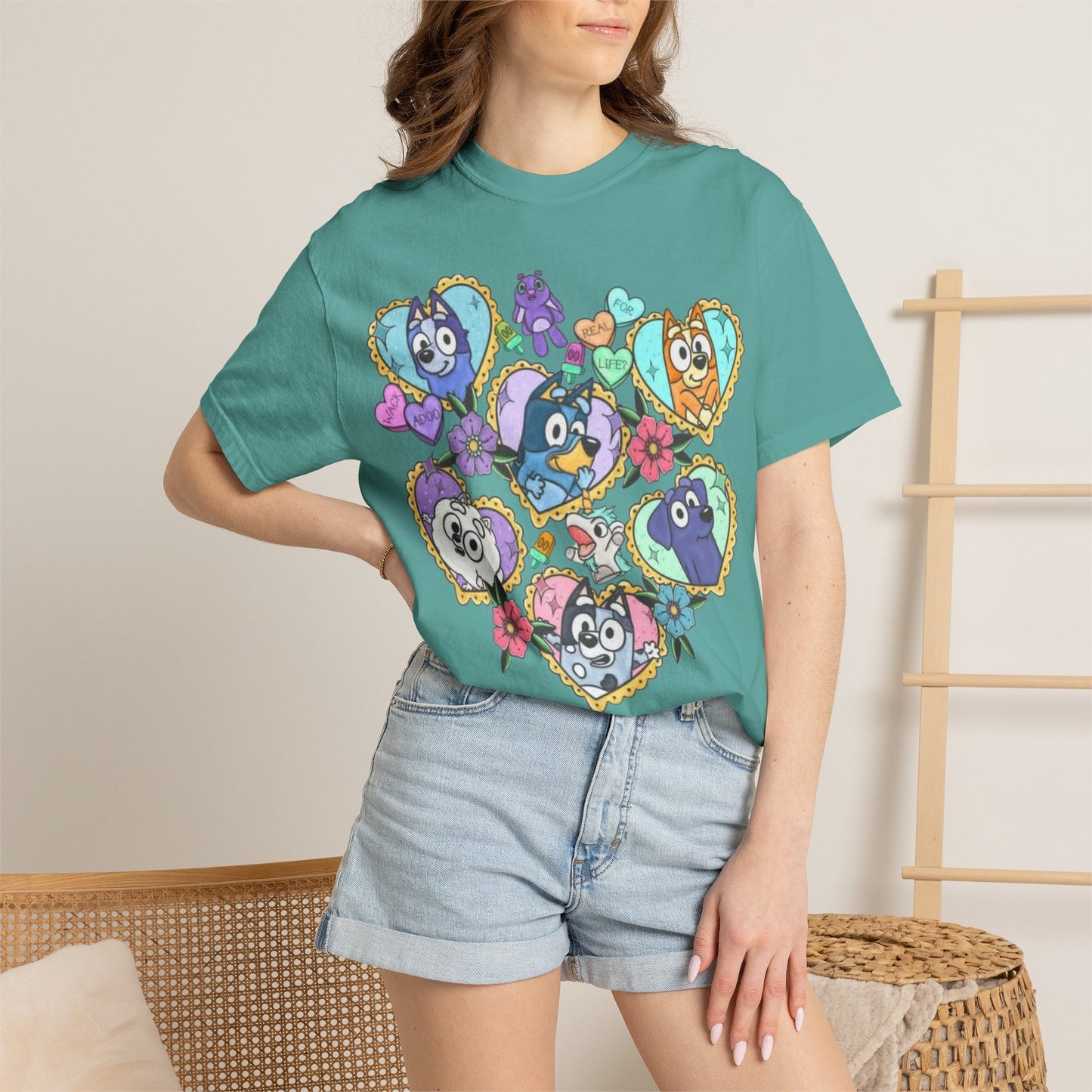 Cute Cartoon Birds Heart Collage T-Shirt | Colorful Avian Characters