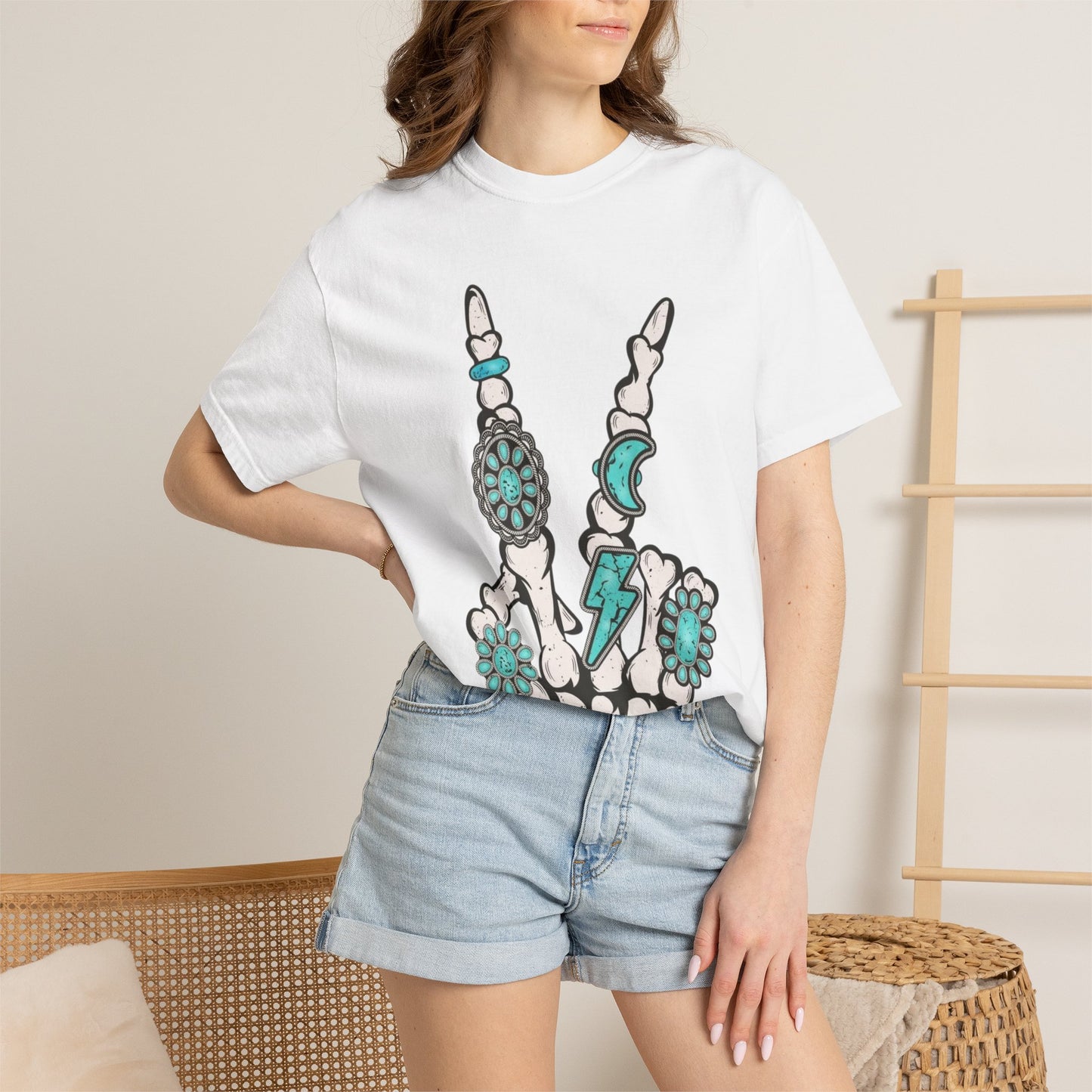 Skeleton Hand Rock 'n' Flower T-Shirt