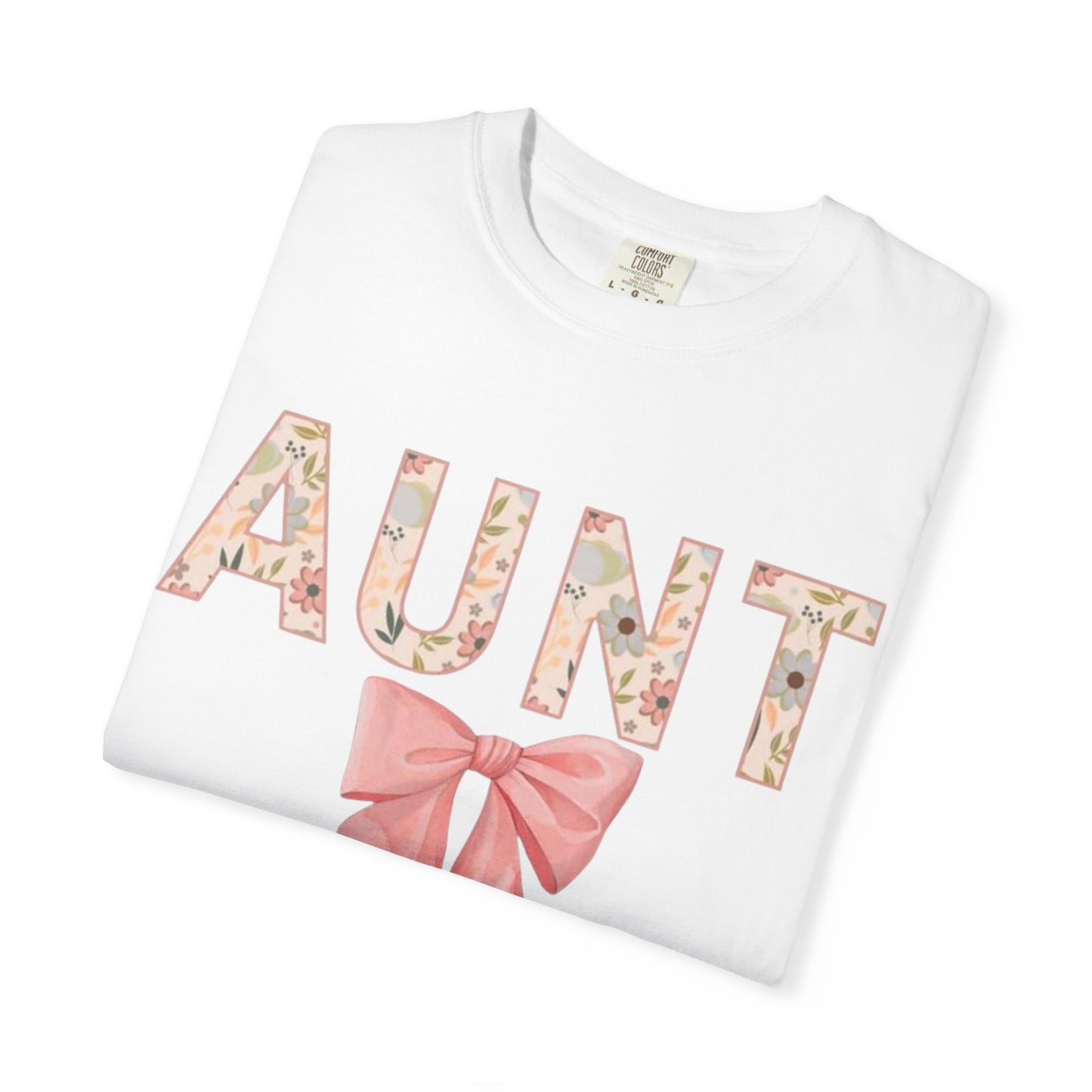 Aunt Floral Bow T-Shirt — Cute Pink Ribbon Aunt Tee