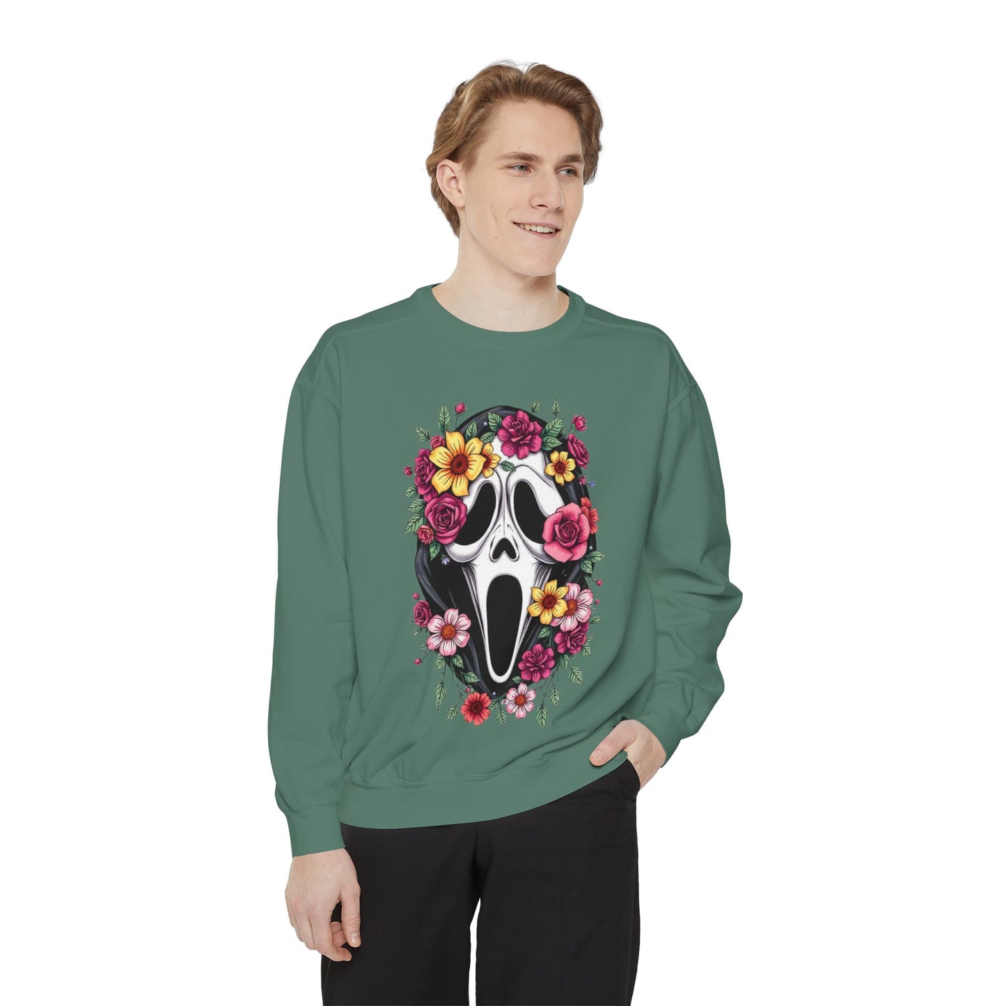Floral Scream Sweatshirt — Floral Ghost Face Crewneck