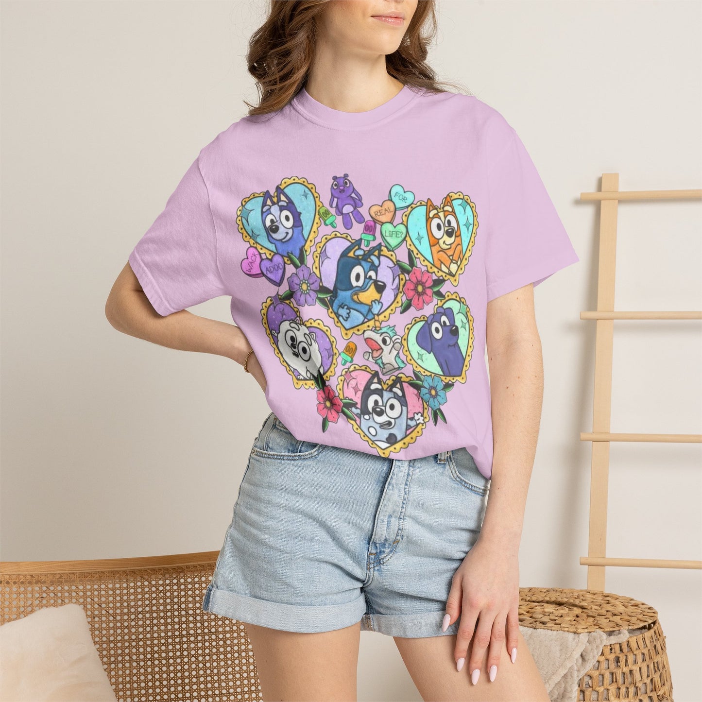 Cute Cartoon Birds Heart Collage T-Shirt | Colorful Avian Characters