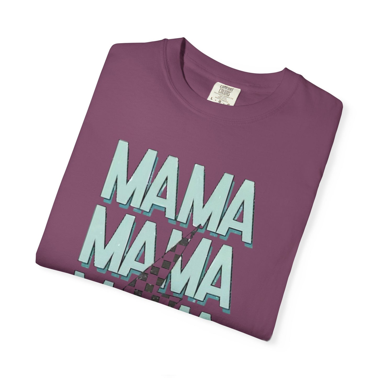 Mama Repeat Graphic T-Shirt — Checker Accent Mother's Day Tee