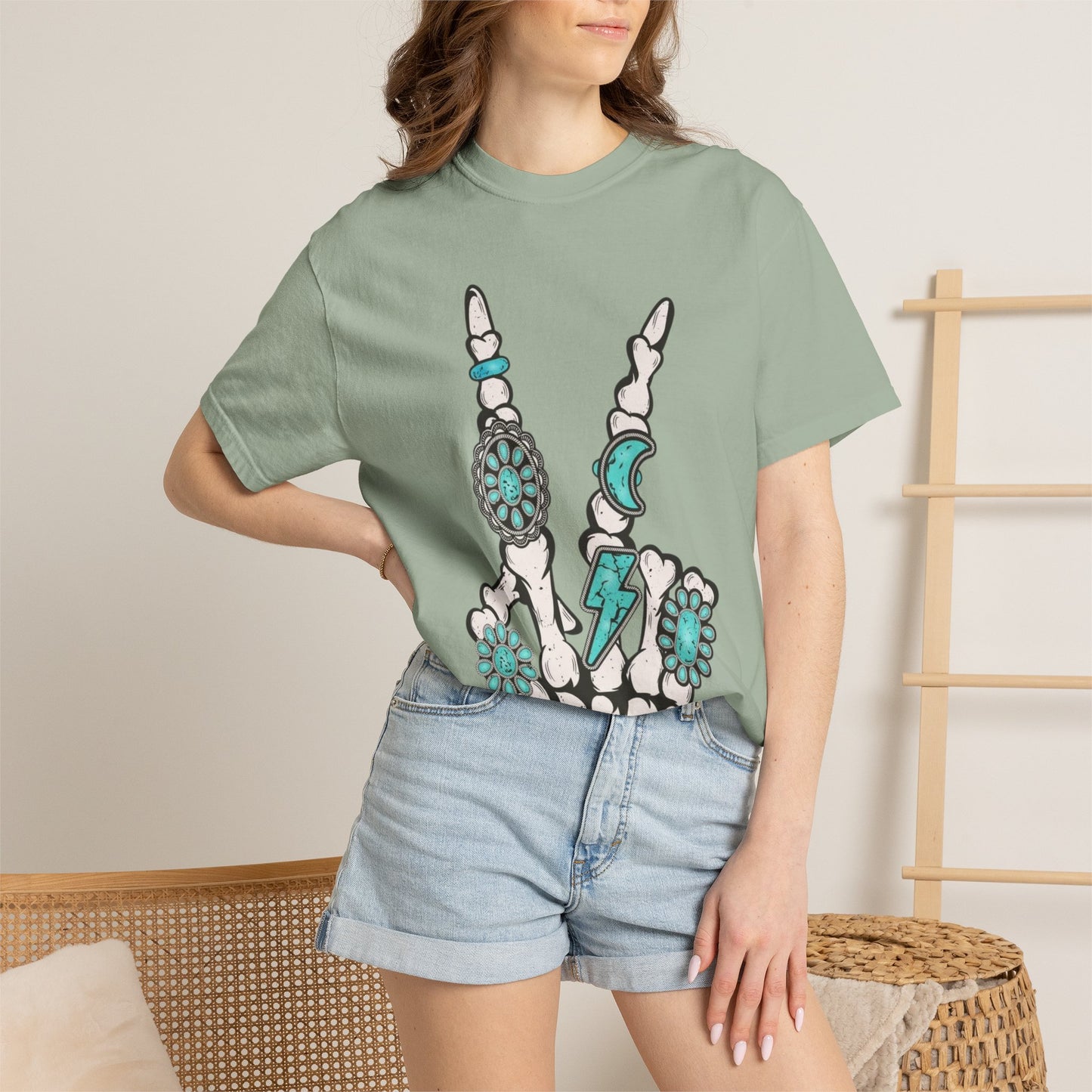 Skeleton Hand Rock 'n' Flower T-Shirt