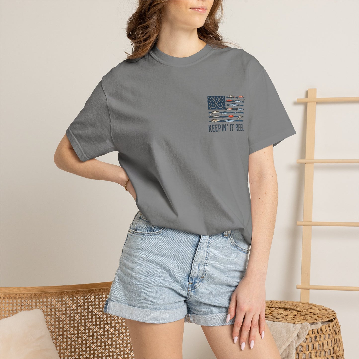 Fishing Flag T-Shirt — "Keepin' It Reel" Patriotic Angler Tee
