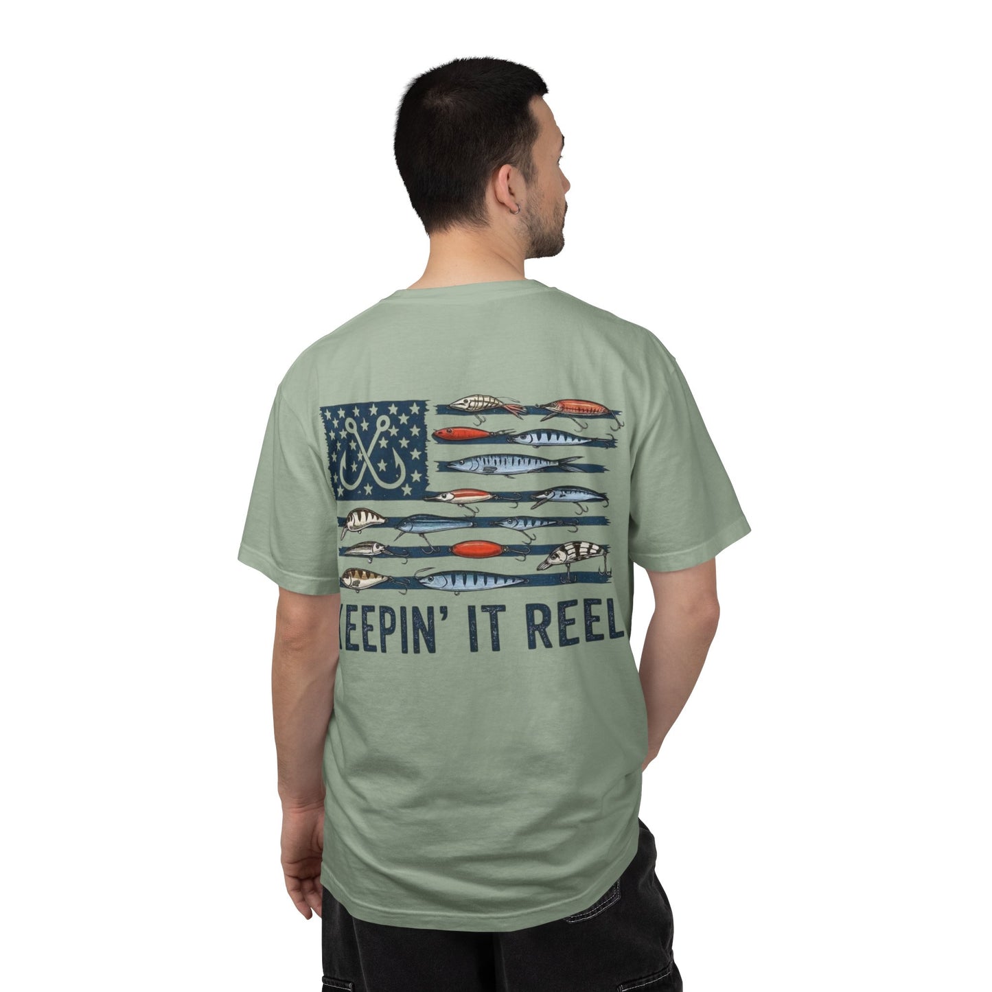 Fishing Flag T-Shirt — "Keepin' It Reel" Patriotic Angler Tee