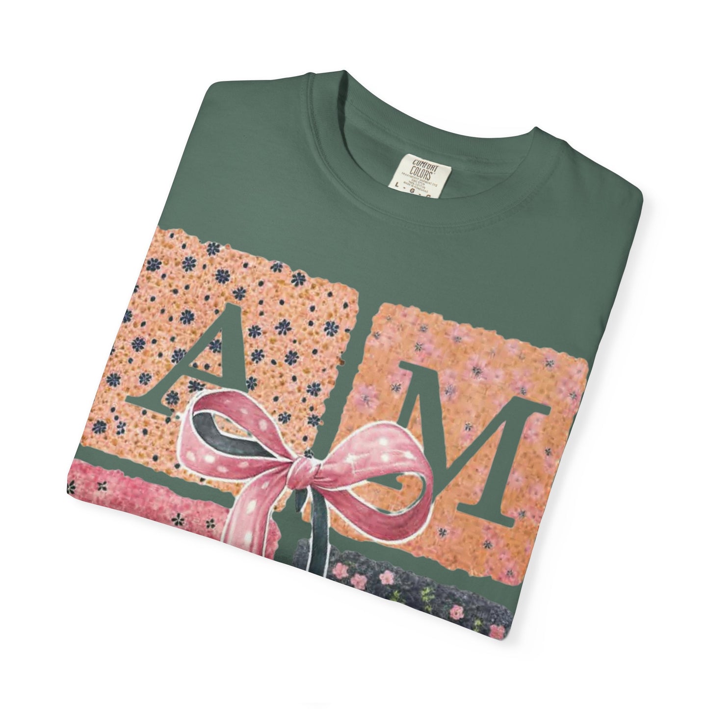 Amen Floral Bow T-Shirt — Decorative Letter Graphic Tee