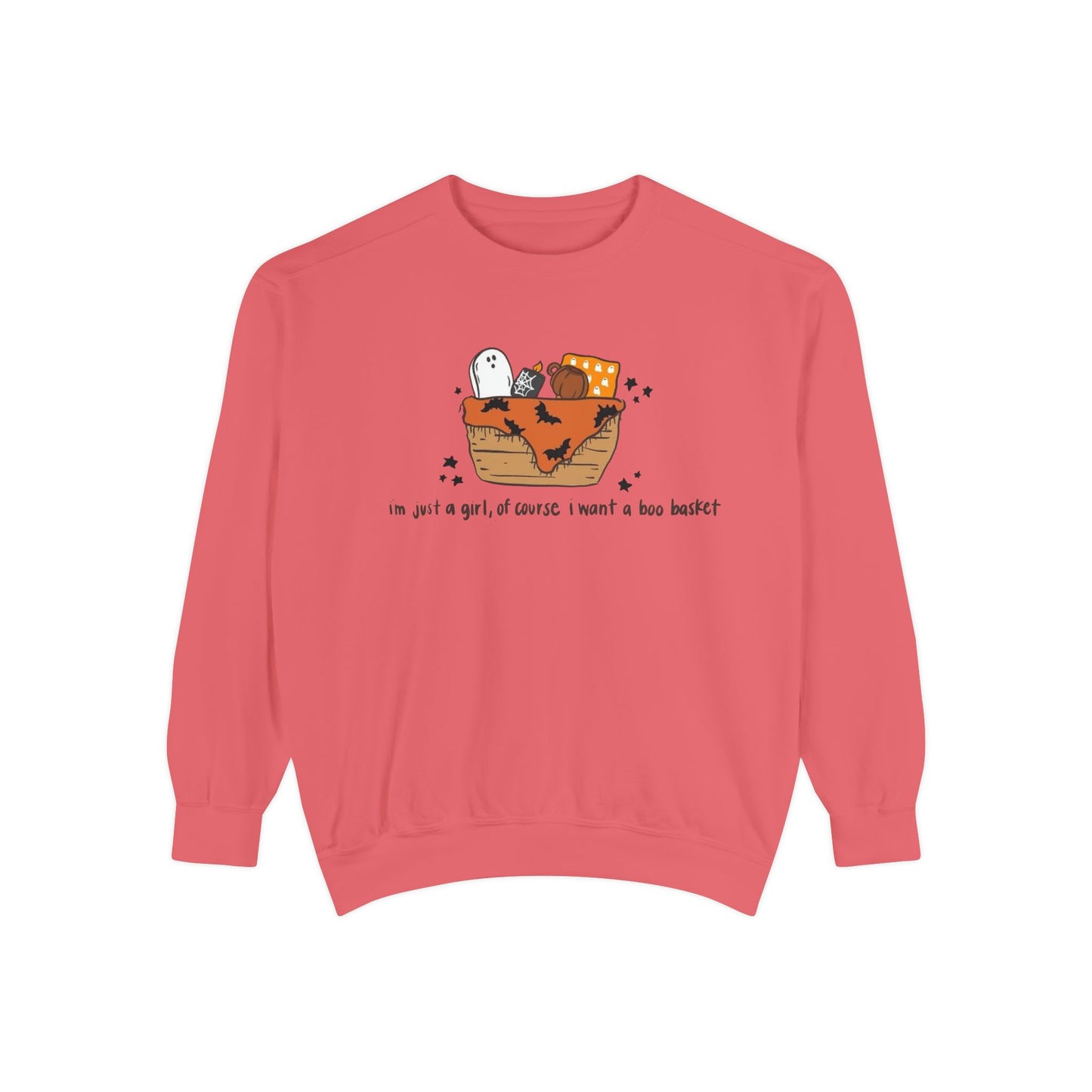 Halloween Boo Basket Sweatshirt — 'I'm not a girl, I swear I meant a boo basket' Cozy Halloween Pullover