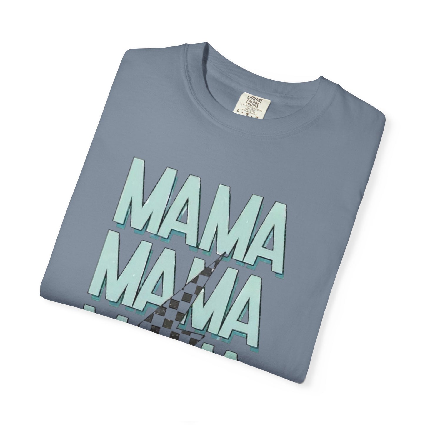 Mama Repeat Graphic T-Shirt — Checker Accent Mother's Day Tee