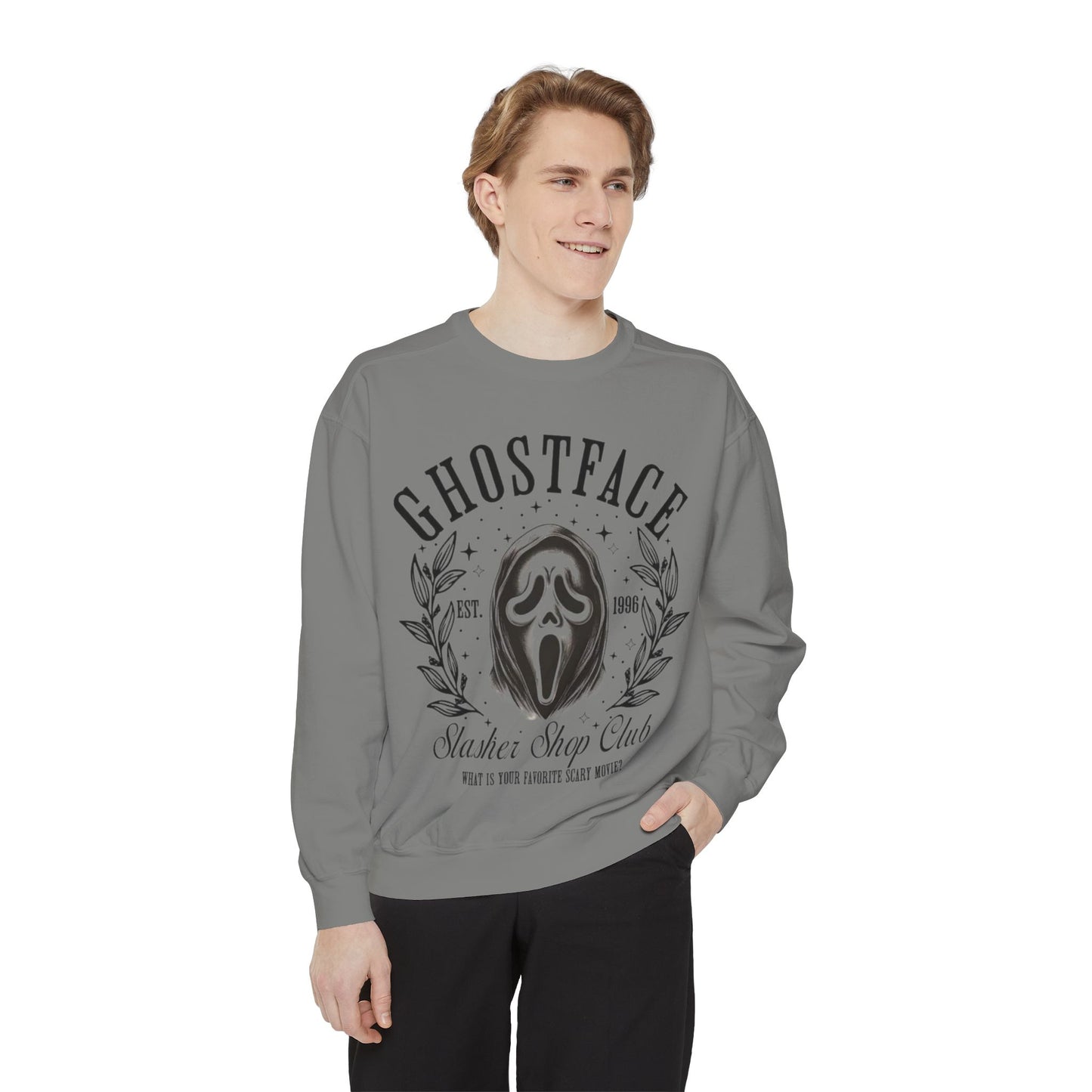 Ghostface Slasher Show Club Sweatshirt — Retro Horror Mask Crewneck