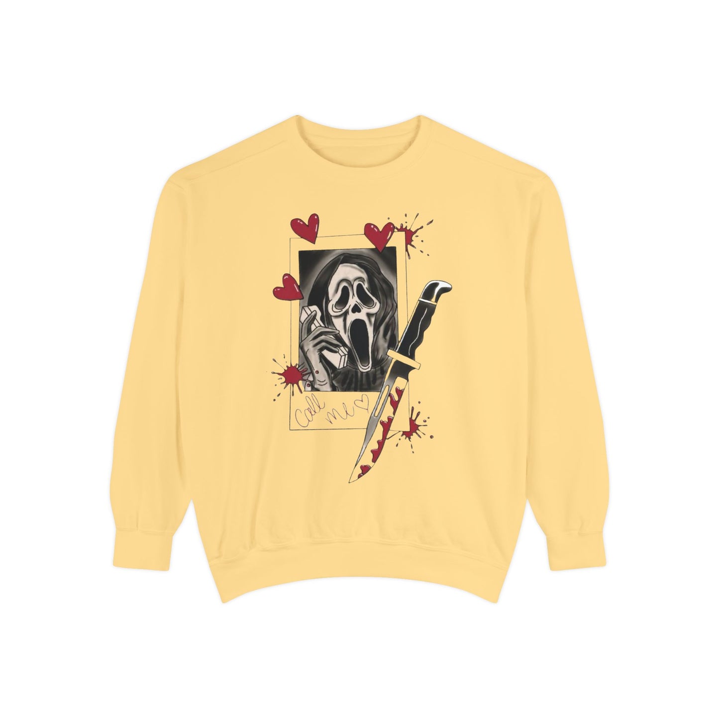 Scream Mask Knife Sweatshirt — Horror Graphic Pullover