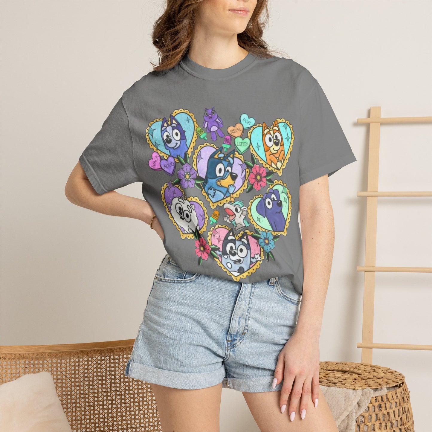 Cute Cartoon Birds Heart Collage T-Shirt | Colorful Avian Characters