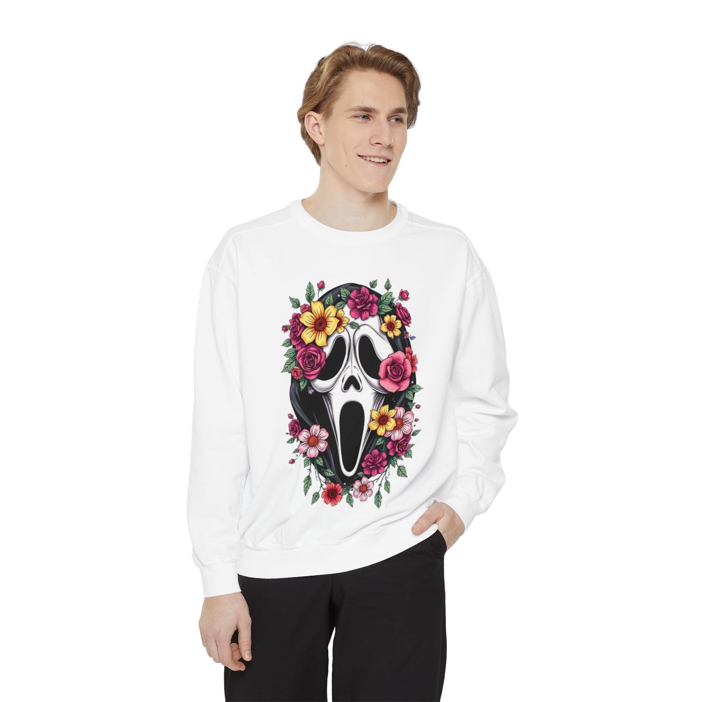 Floral Scream Sweatshirt — Floral Ghost Face Crewneck
