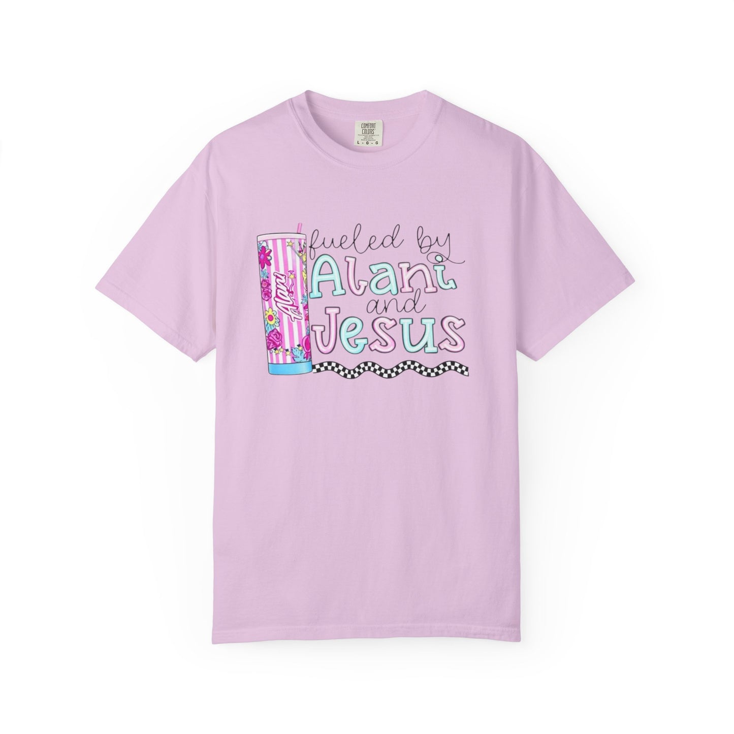 T-Shirt — 'Fueled by Alani and Jesus' Colorful Pastel Graphic Tee
