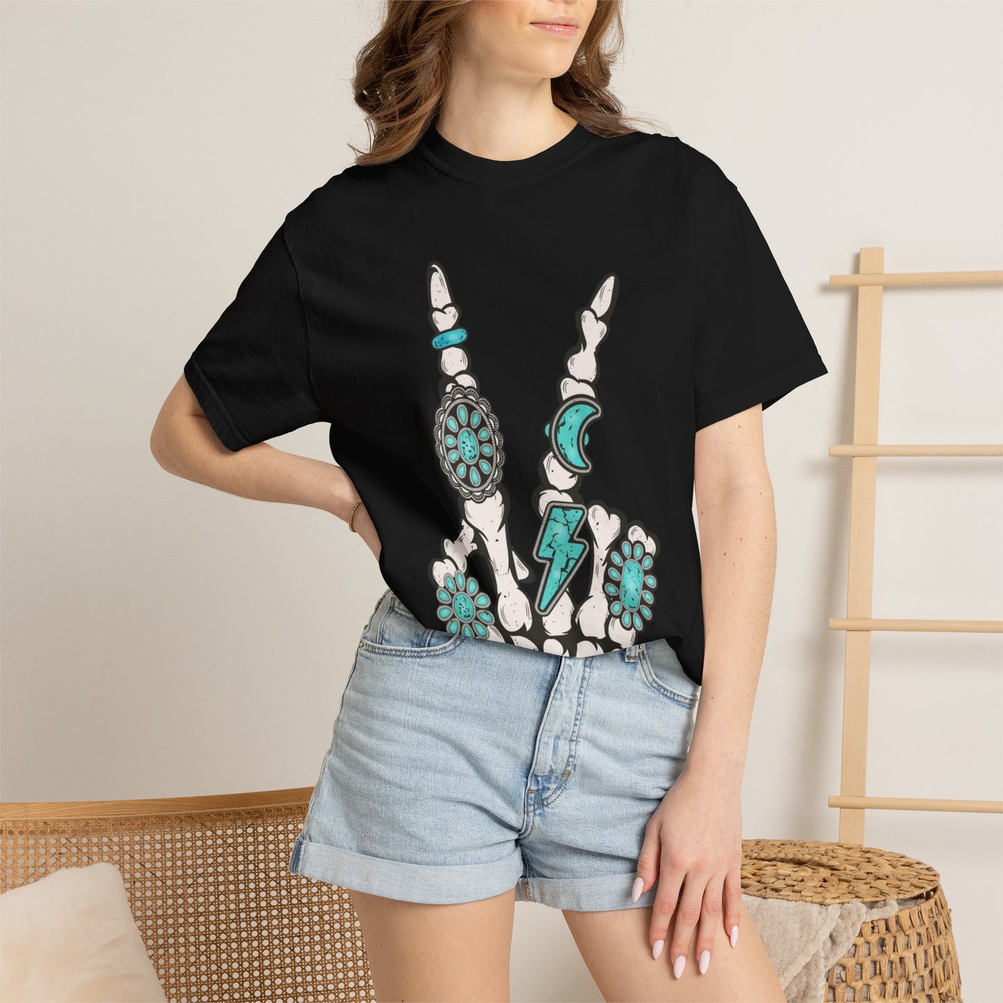 Skeleton Hand Rock 'n' Flower T-Shirt