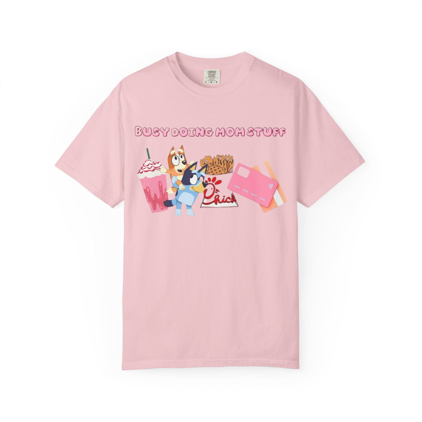 Bluey Busy Doing Rubbish Stuff T-Shirt | Cartoon Dog Snack Icons