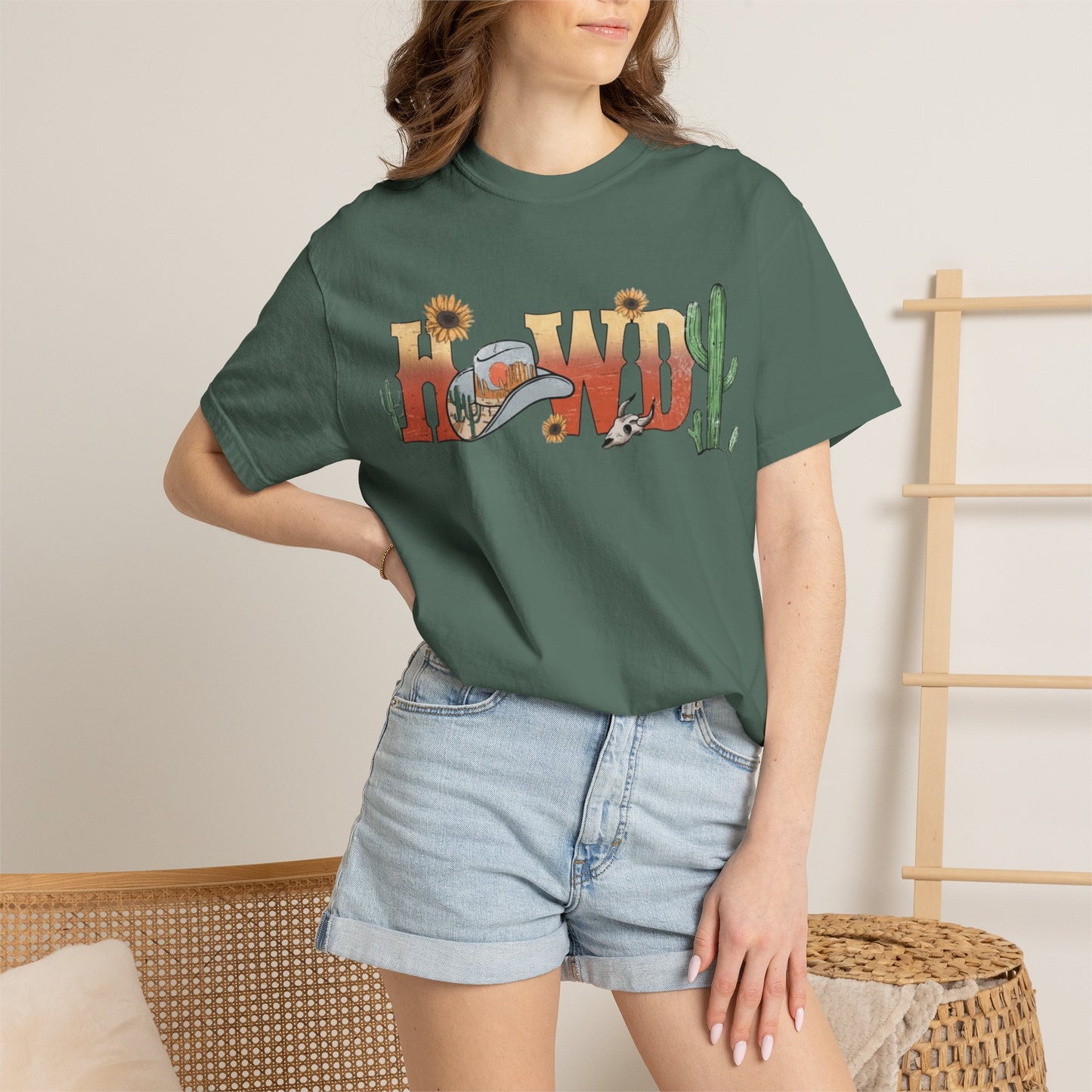 Howdy Western T-Shirt — Southwestern Cactus & Sunflower Graphic Tee