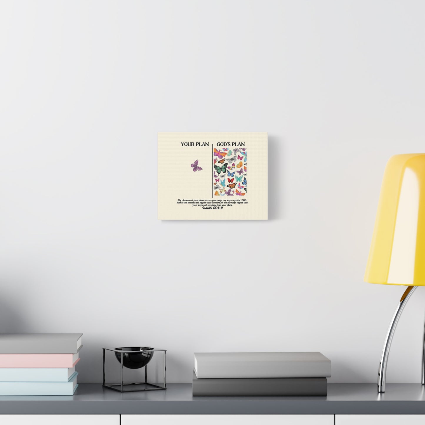 Canvas Wall Art — "Your Plan / God’s Plan" Butterfly Bible Verse (Isaiah 55:8-9)