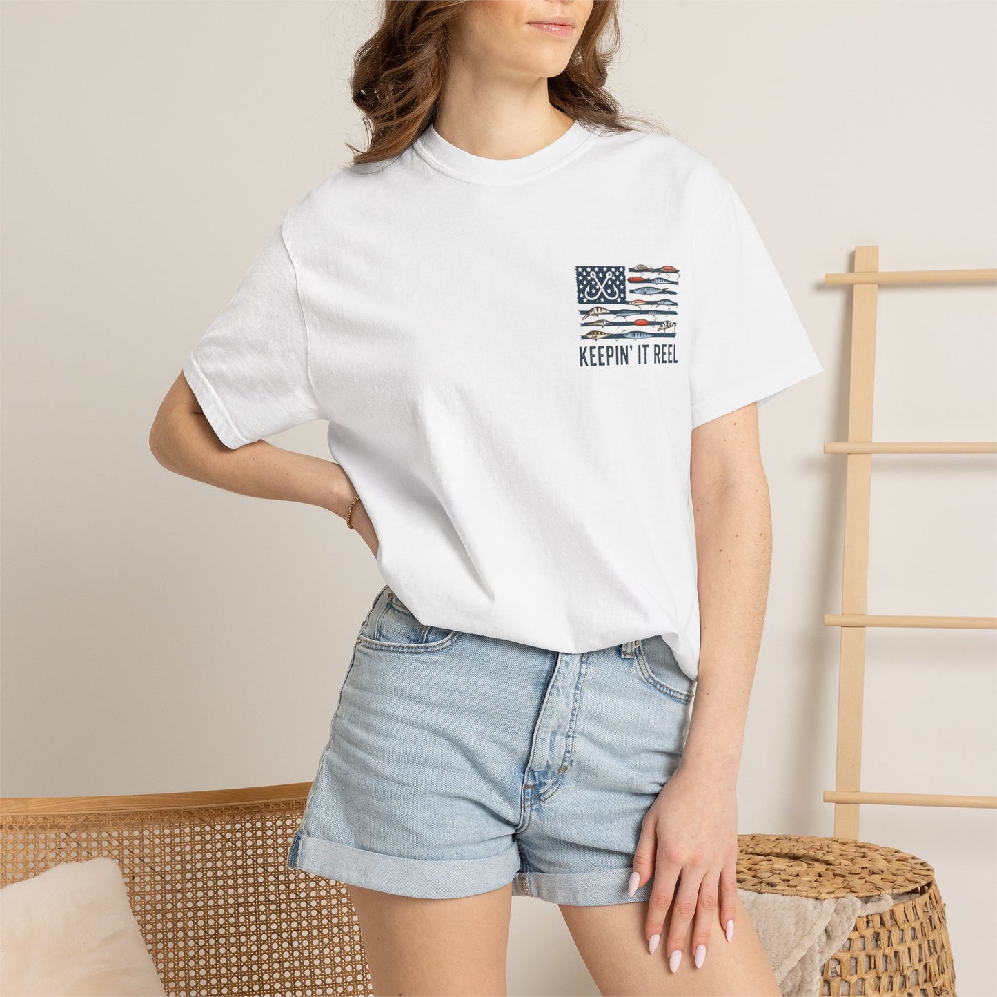 Fishing Flag T-Shirt — "Keepin' It Reel" Patriotic Angler Tee