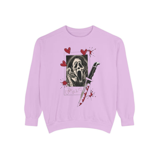 Scream Mask Knife Sweatshirt — Horror Graphic Pullover