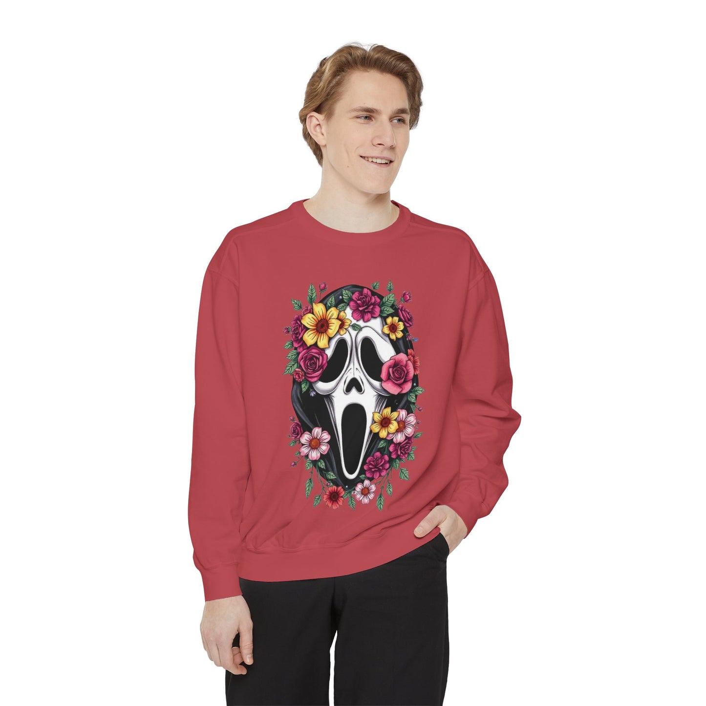 Floral Scream Sweatshirt — Floral Ghost Face Crewneck