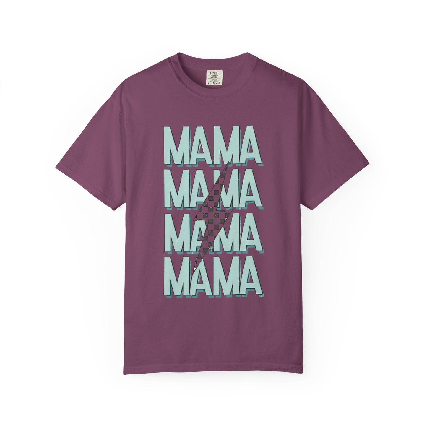 Mama Repeat Graphic T-Shirt — Checker Accent Mother's Day Tee