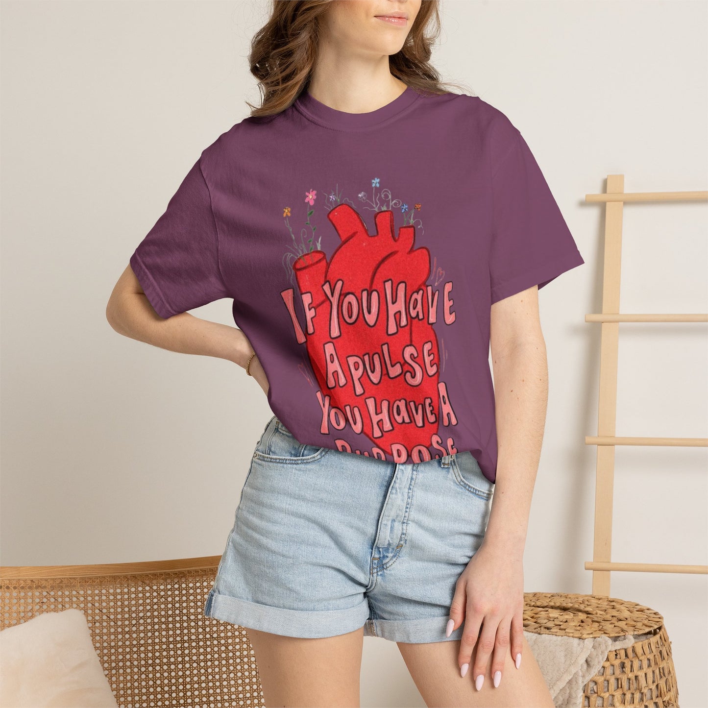 T-Shirt — "If You Have a Pulse You Have a Purpose" Heart Graphic