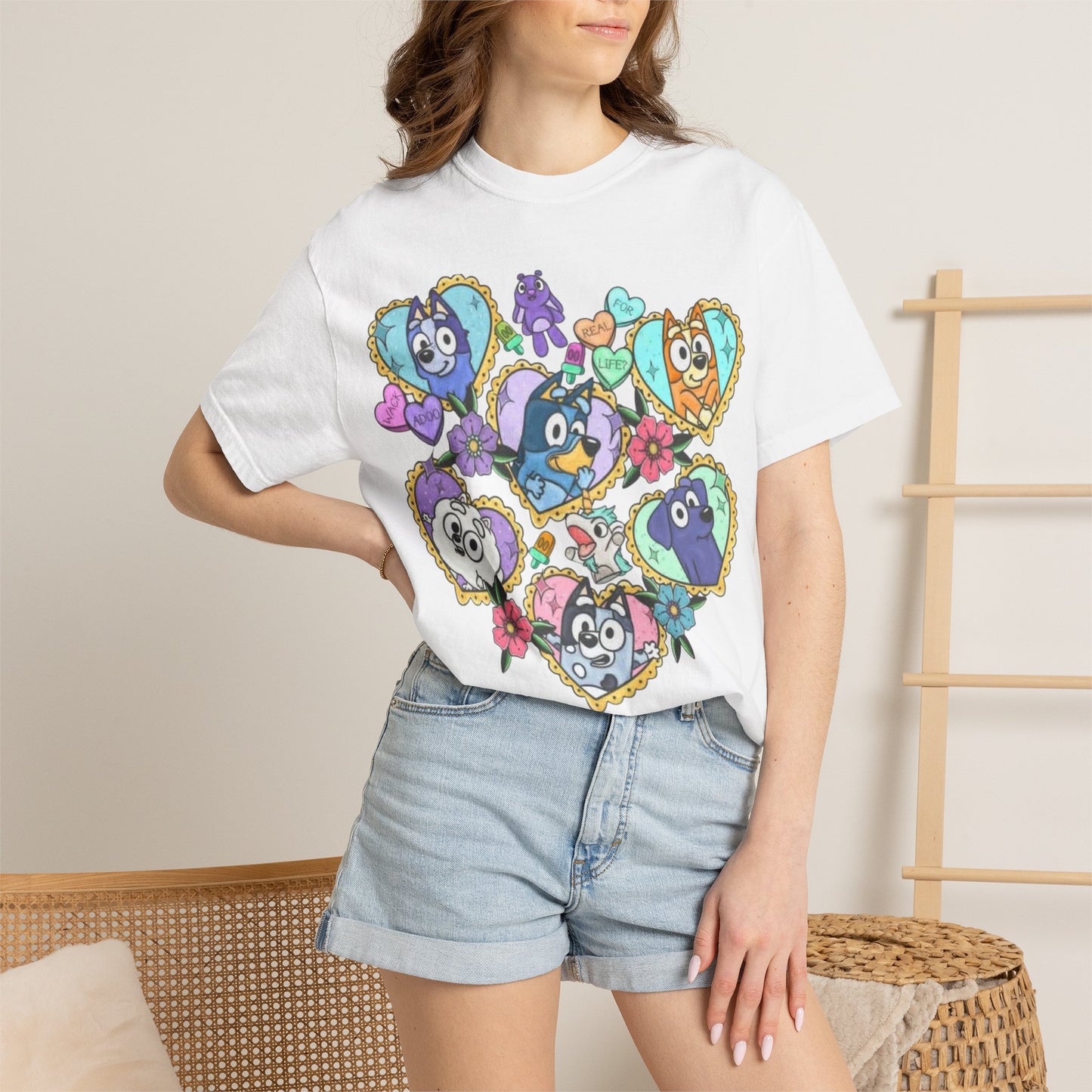 Cute Cartoon Birds Heart Collage T-Shirt | Colorful Avian Characters